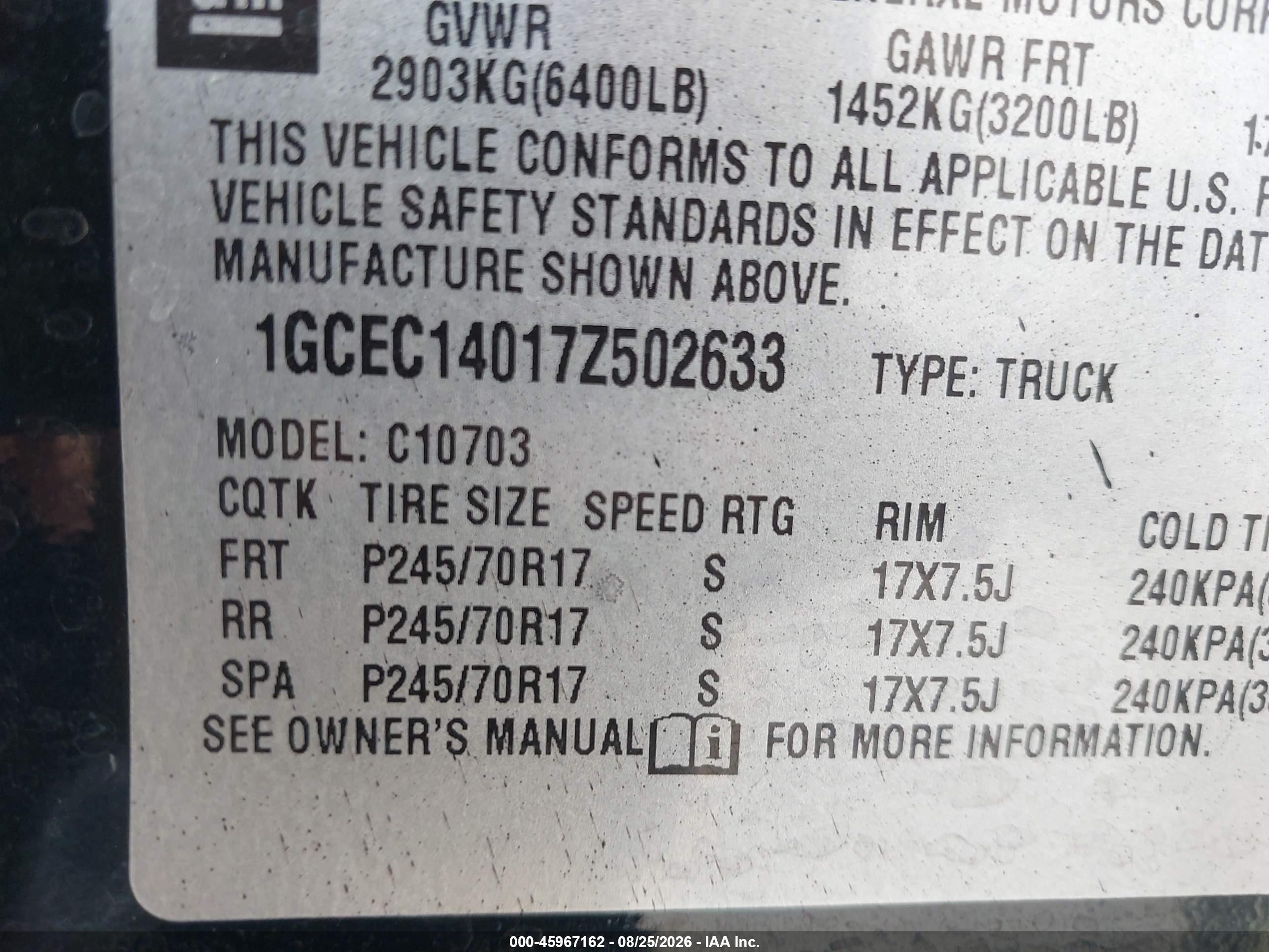2007 Chevrolet Silverado 1500 Lt1 Черный vin: 1GCEC14017Z502633