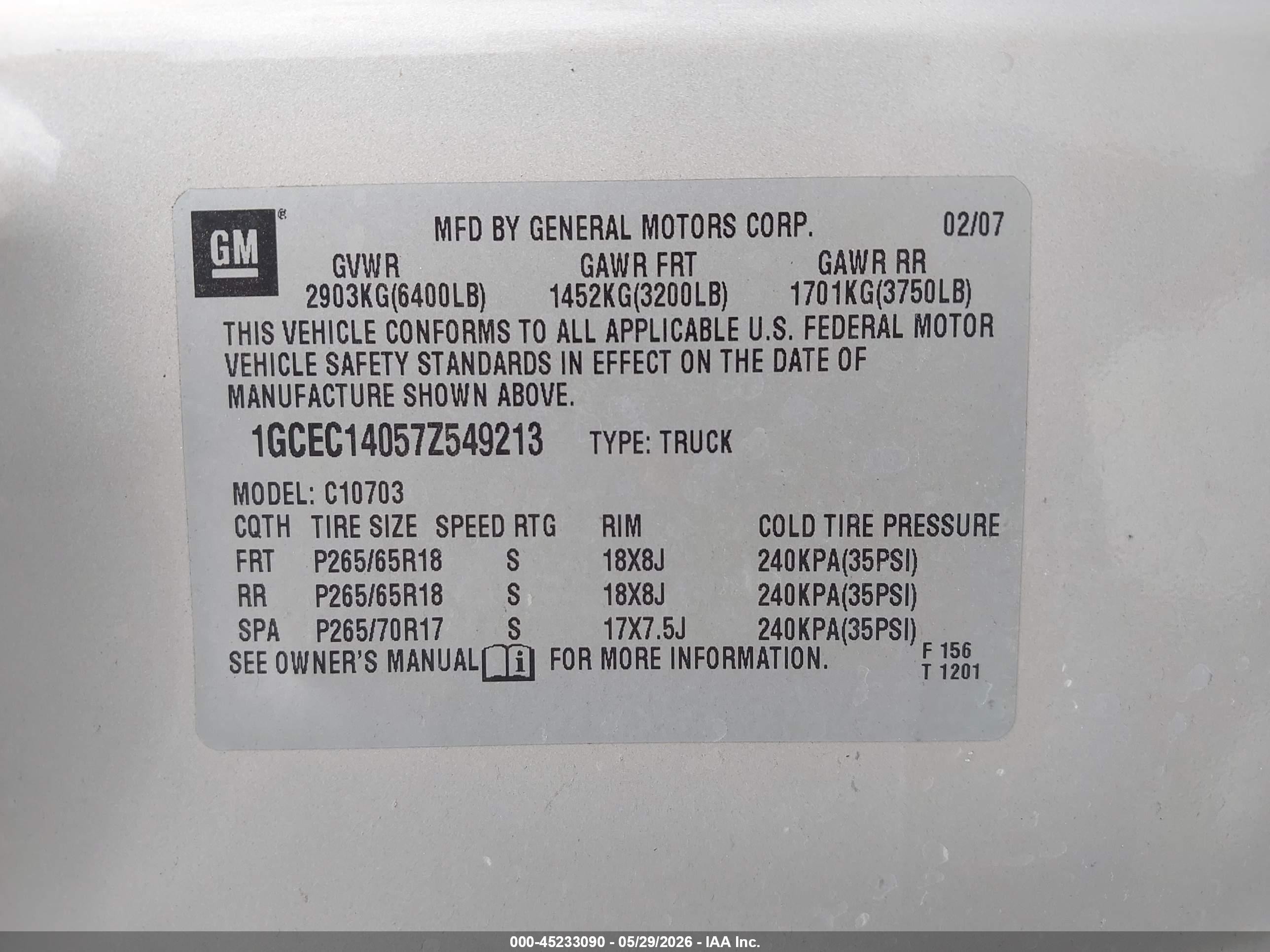 2007 Chevrolet Silverado 1500 Lt1 Gray vin: 1GCEC14057Z549213