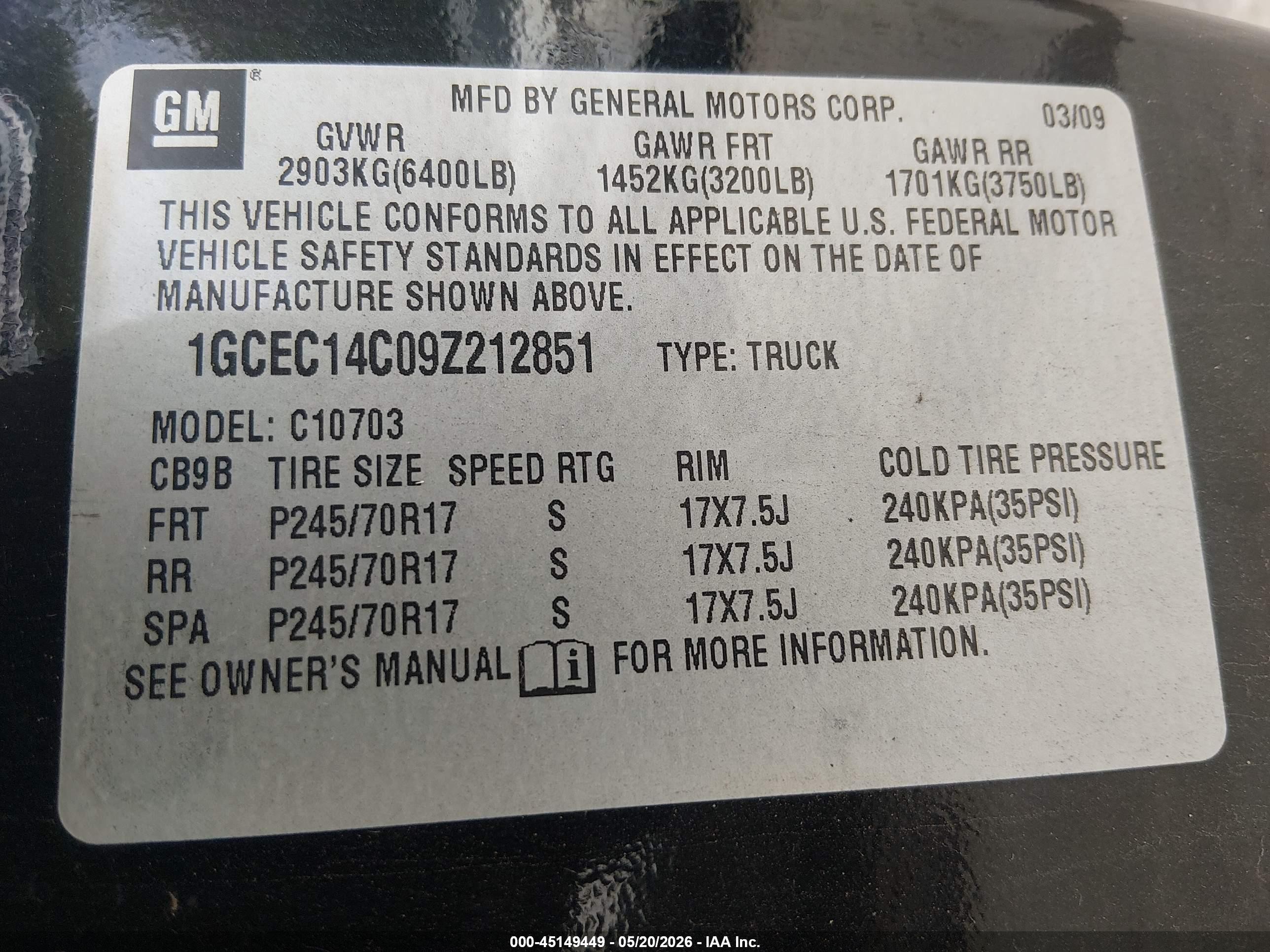 2009 Chevrolet Silverado 1500 Work Truck Black vin: 1GCEC14C09Z212851