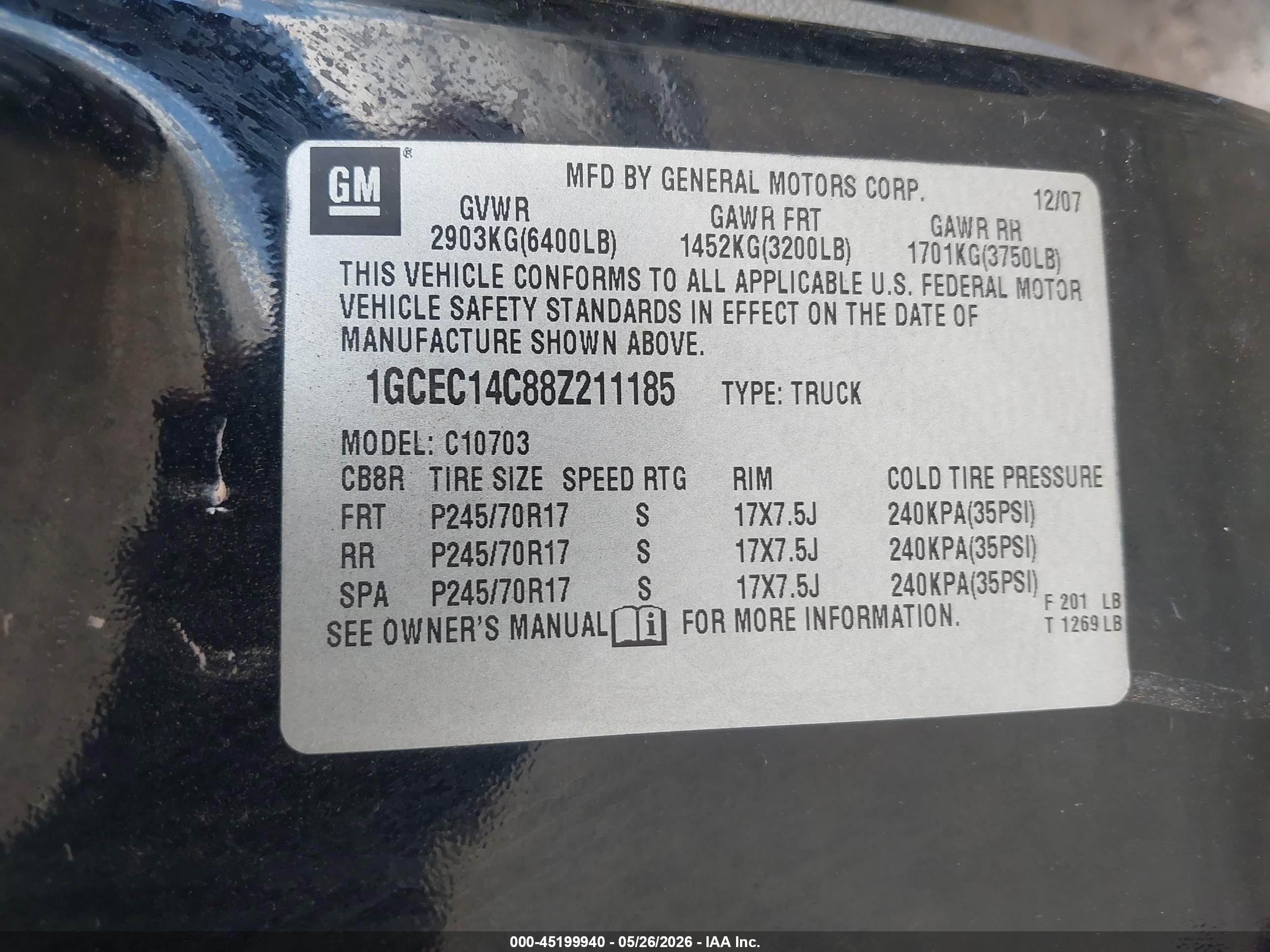 2008 Chevrolet Silverado 1500 Work Truck Black vin: 1GCEC14C88Z211185