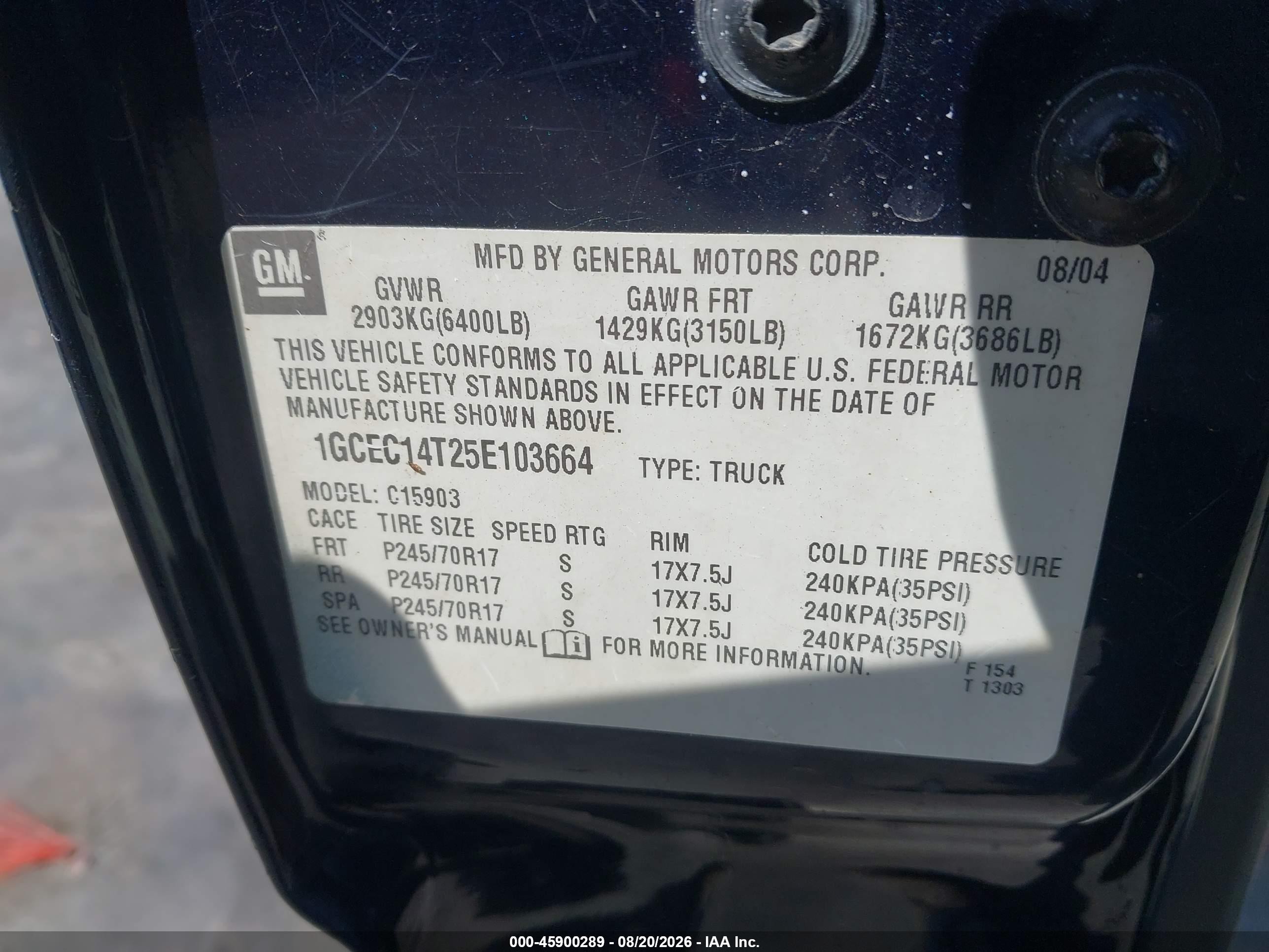 2005 Chevrolet Silverado 1500 Ls Blue vin: 1GCEC14T25E103664