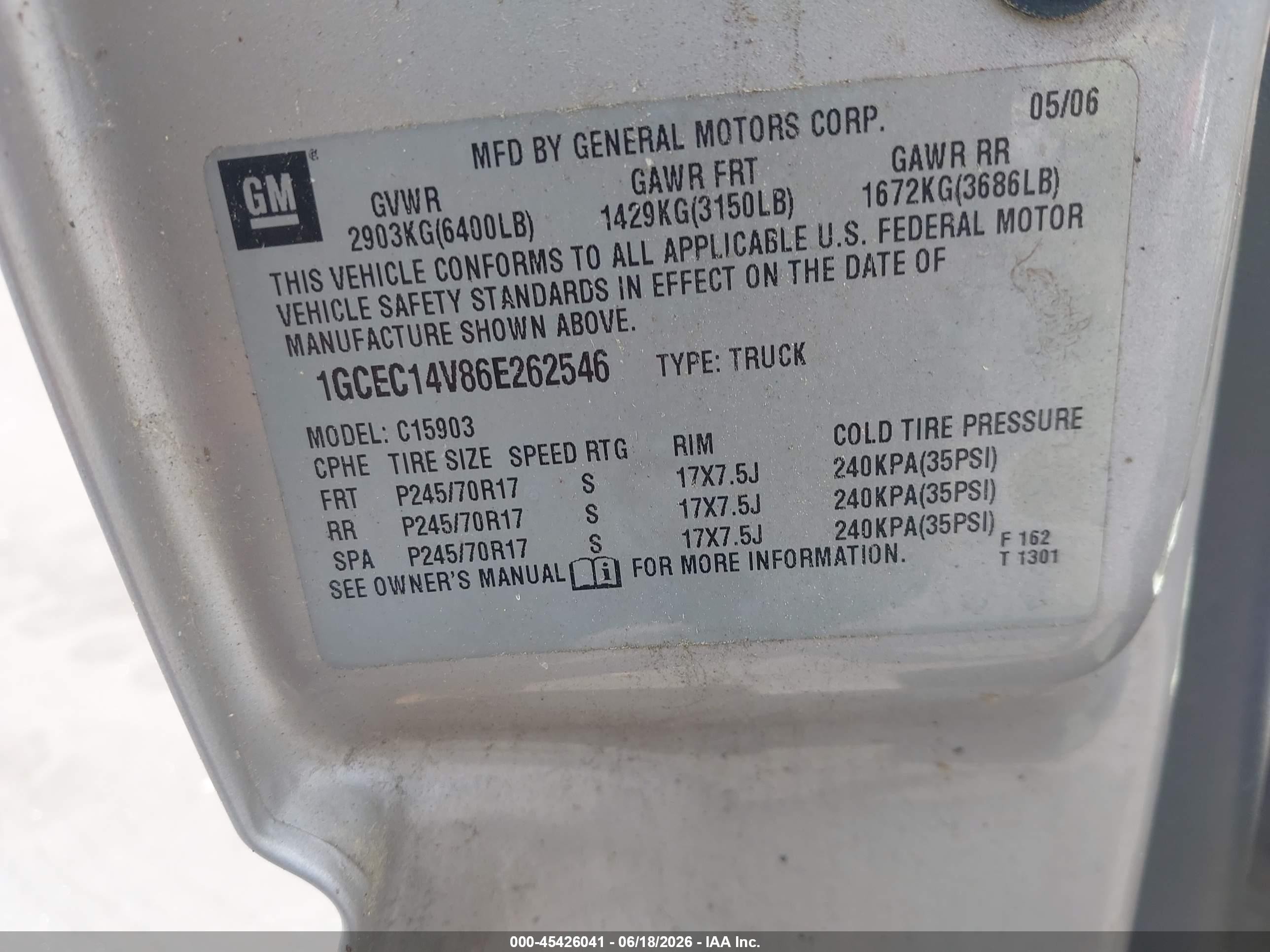 2006 Chevrolet Silverado 1500 Work Truck Бежевый vin: 1GCEC14V86E262546