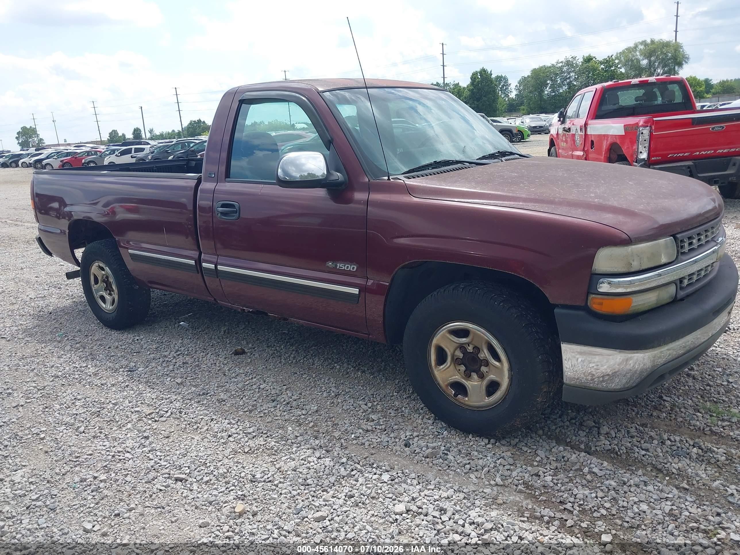 2001 Chevrolet Silverado 1500 Ls Maroon vin: 1GCEC14VX1Z312638