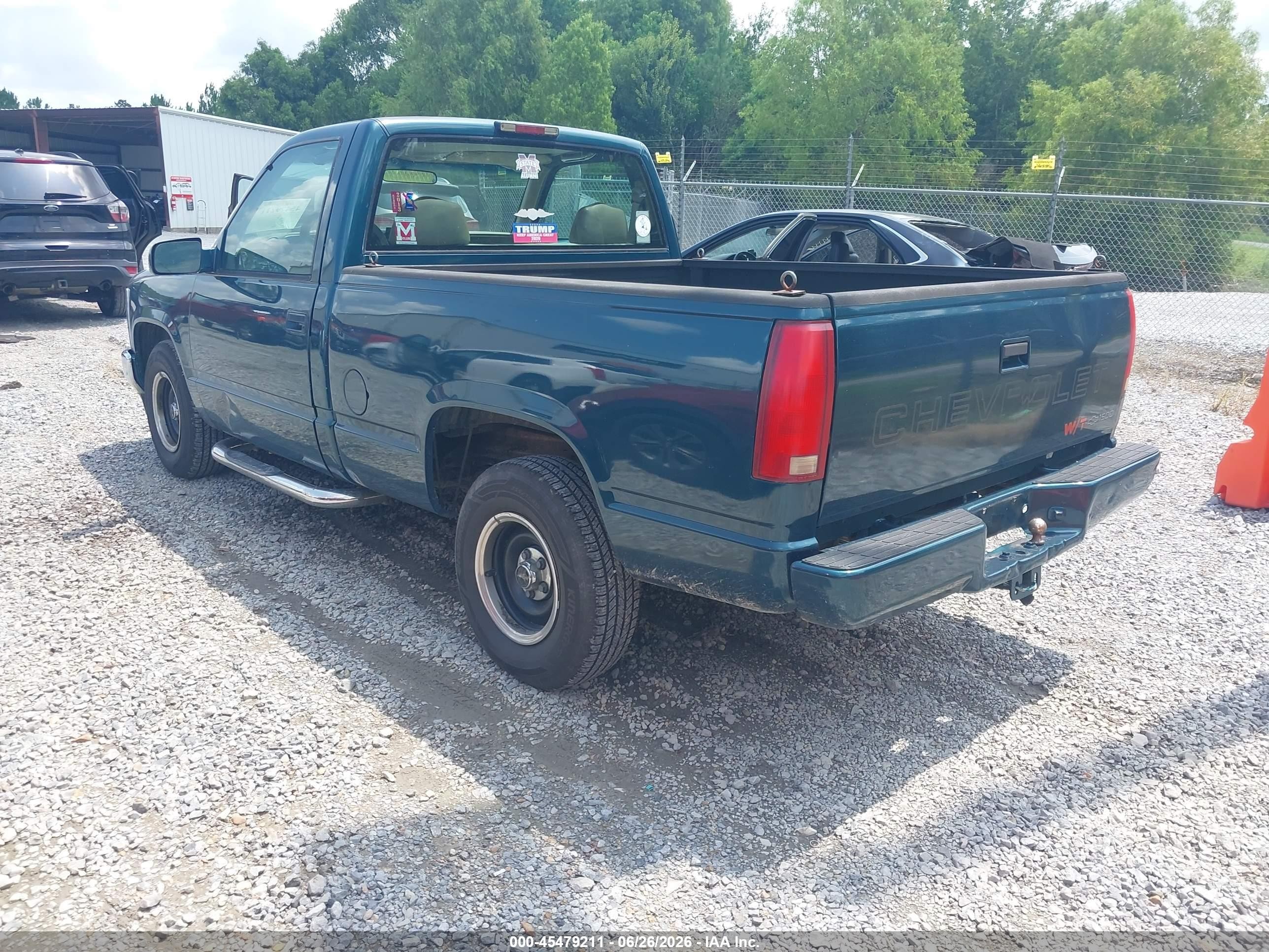 1997 Chevrolet C/k 1500 Work Fleetside W/t Green vin: 1GCEC14W1VZ239576