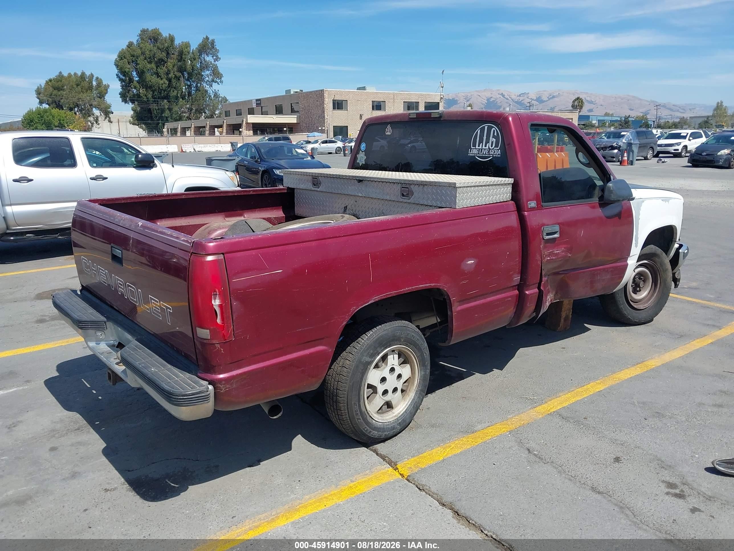 1996 Chevrolet Gmt-400 C1500 Maroon vin: 1GCEC14W5TZ220932