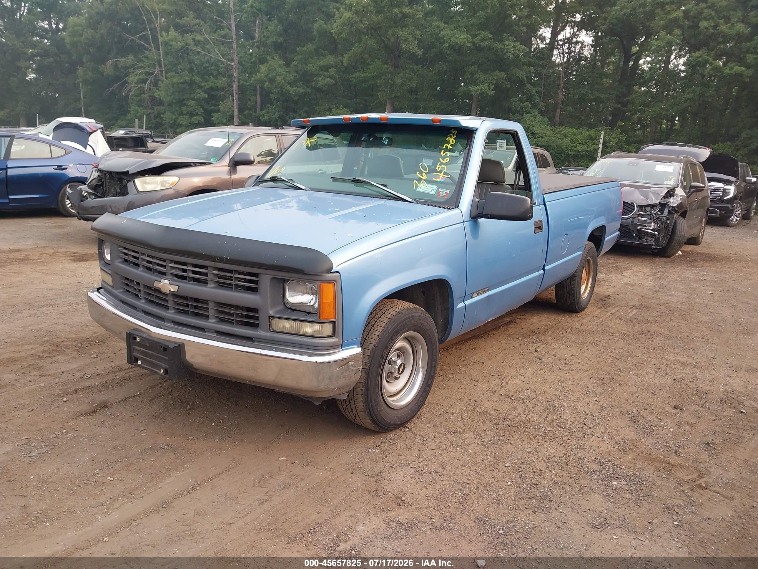1997 Chevrolet C/k 1500 Work Fleetside W/t Blue vin: 1GCEC14W8VZ215890