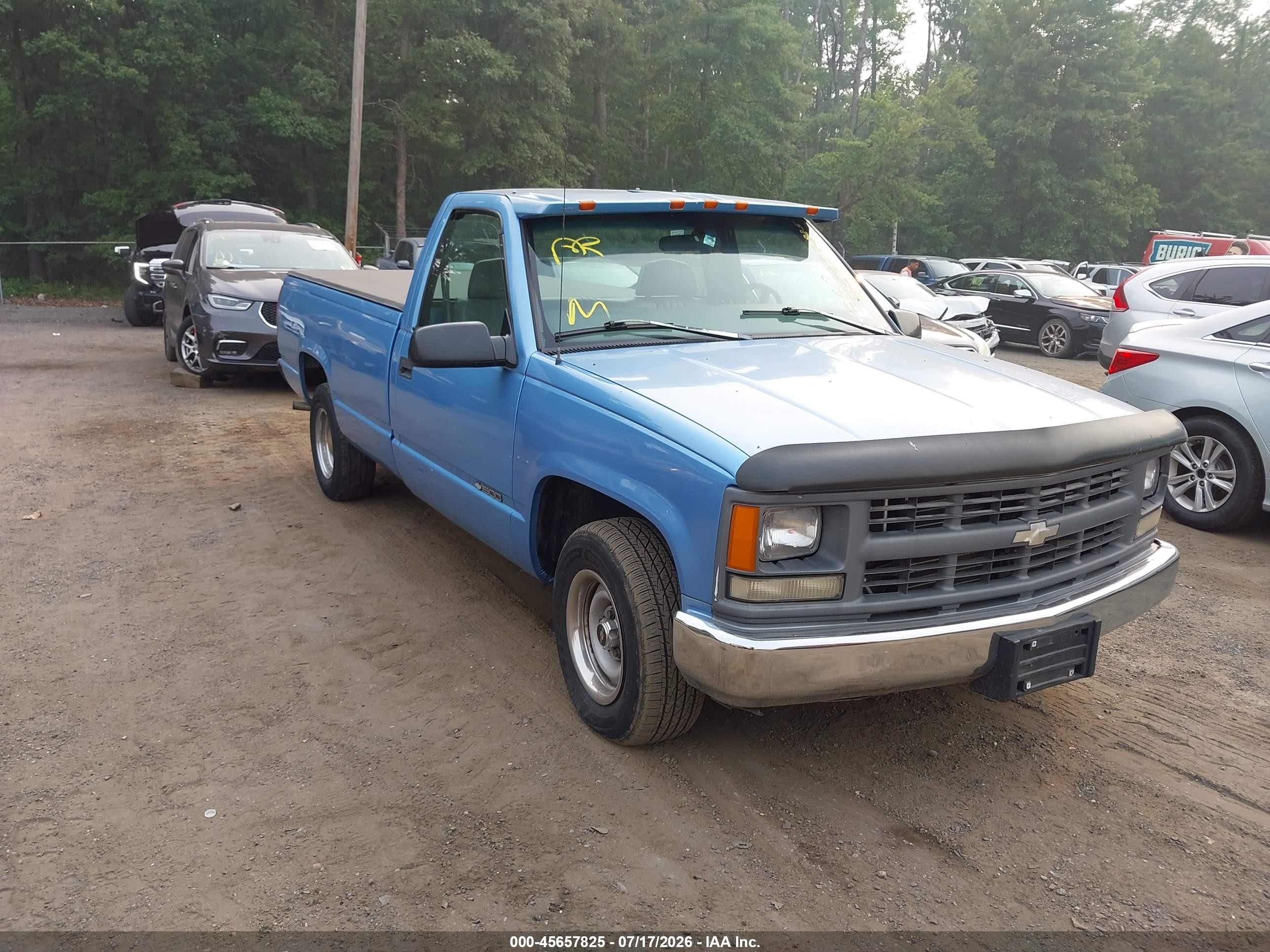 1997 Chevrolet C/k 1500 Work Fleetside W/t Blue vin: 1GCEC14W8VZ215890