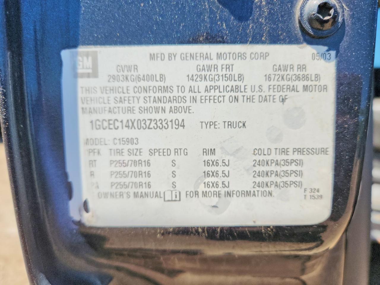 2003 Chevrolet Silverado C1500 Угольный vin: 1GCEC14X03Z333194