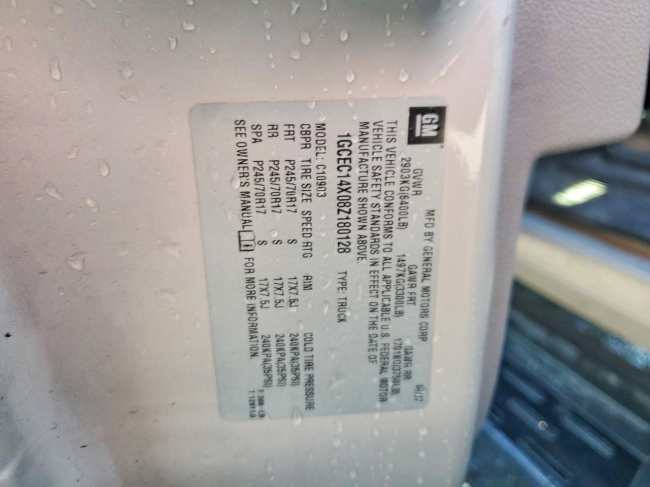 2008 Chevrolet Silverado C1500 Серебряный vin: 1GCEC14X08Z180128