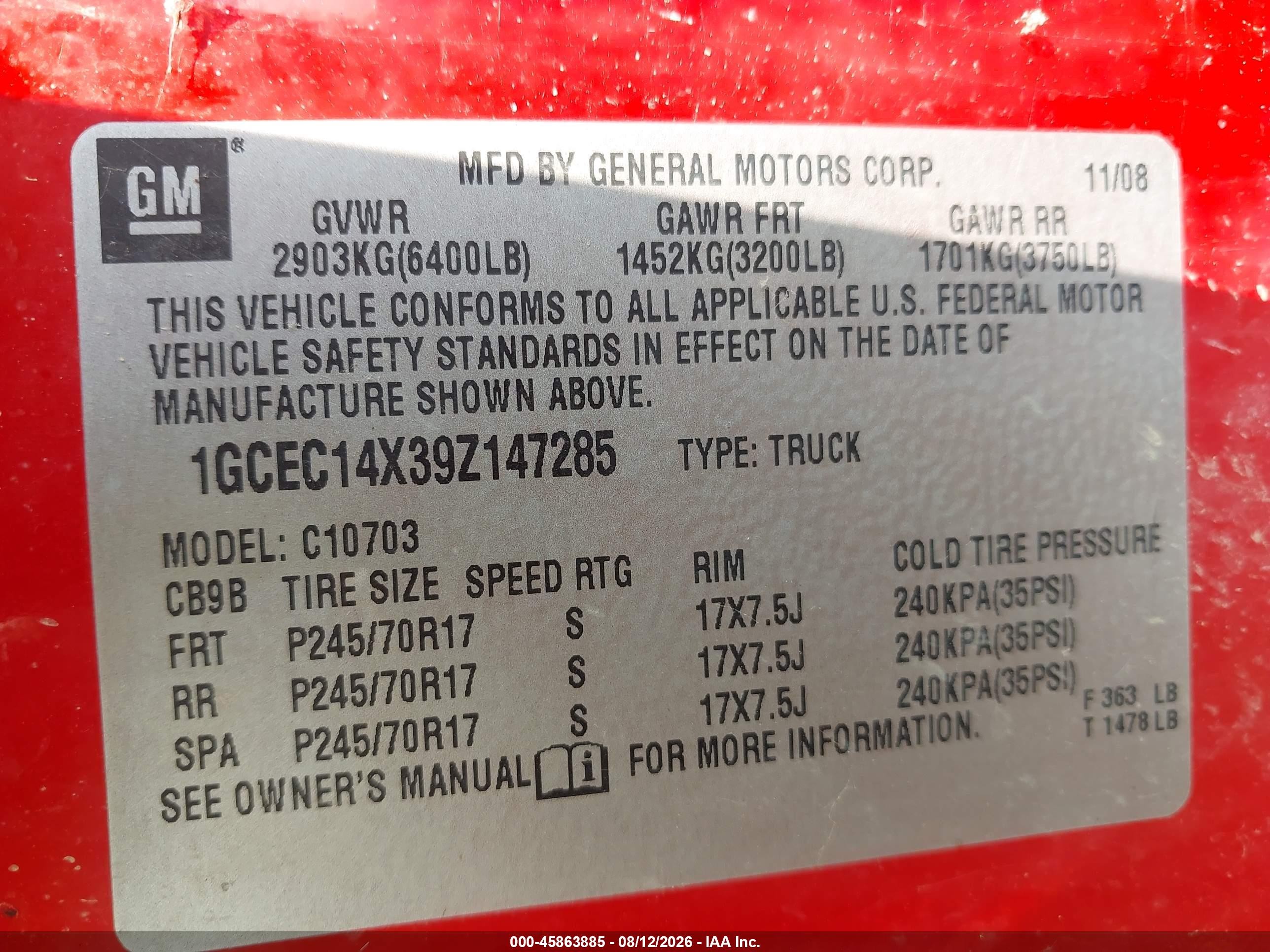 2009 Chevrolet Silverado 1500 Work Truck Красный vin: 1GCEC14X39Z147285
