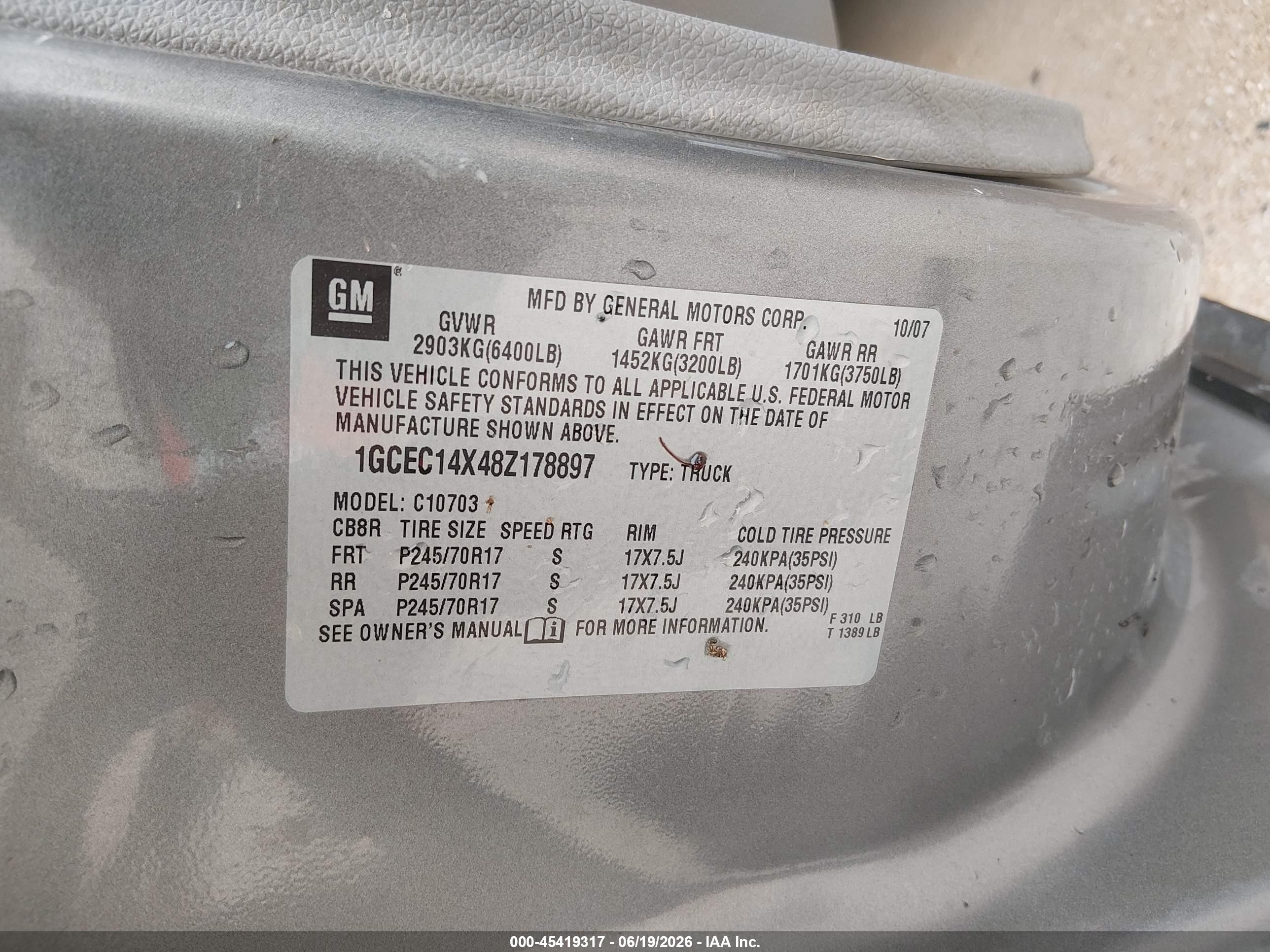 2008 Chevrolet Silverado 1500 Work Truck Gray vin: 1GCEC14X48Z178897