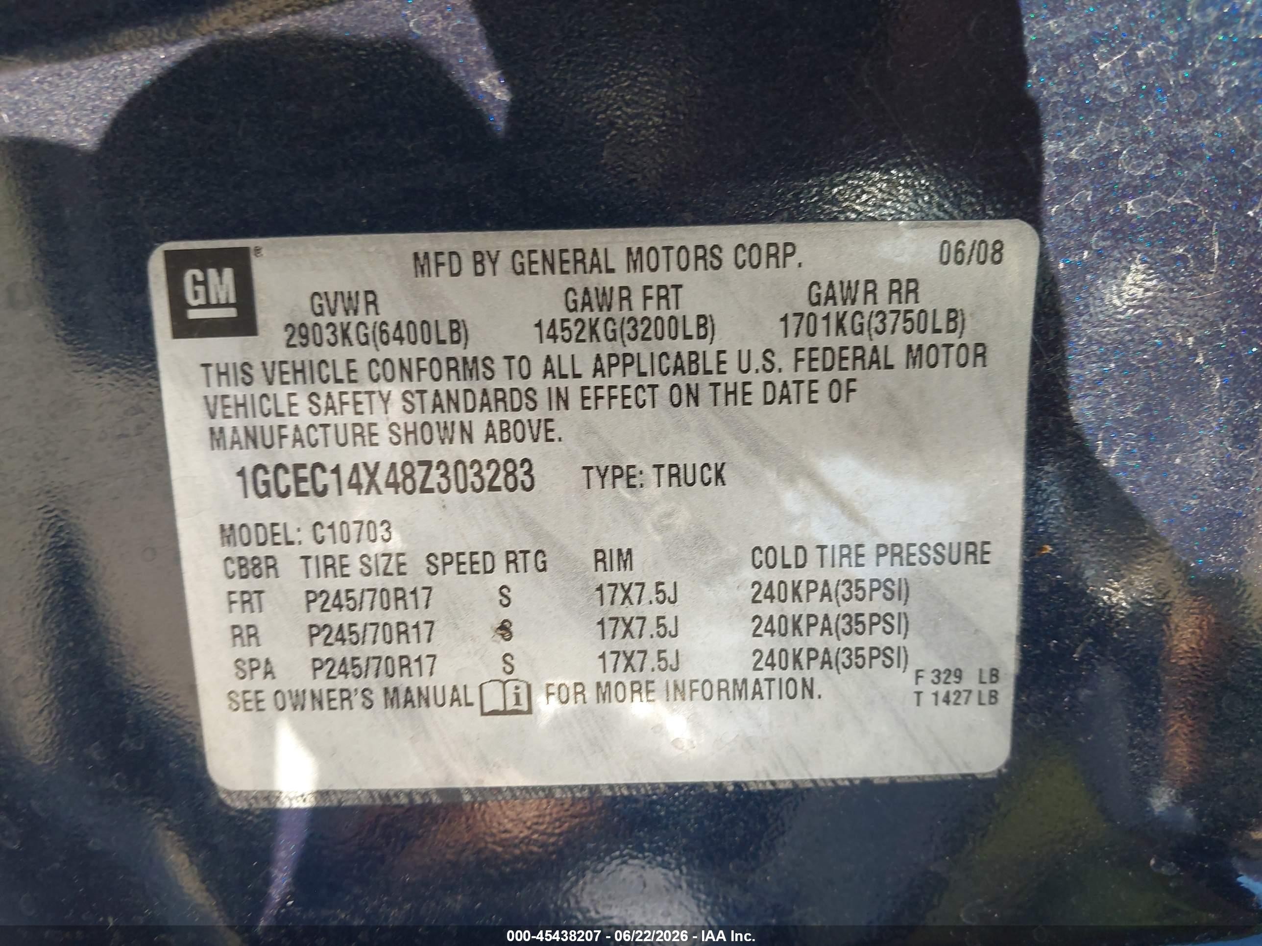 2008 Chevrolet Silverado 1500 Work Truck Dark Blue vin: 1GCEC14X48Z303283