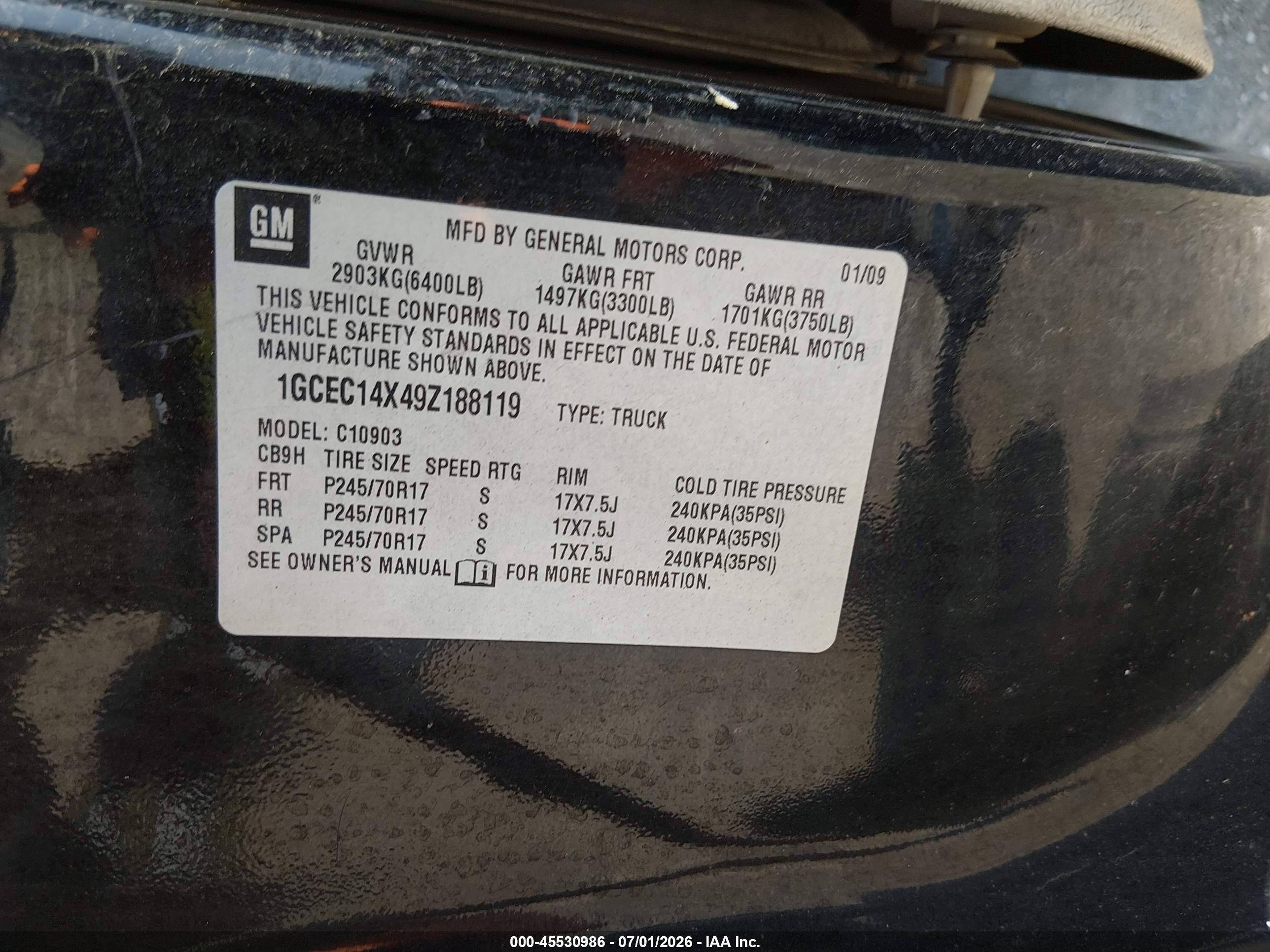 2009 Chevrolet Silverado 1500 Work Truck Black vin: 1GCEC14X49Z188119