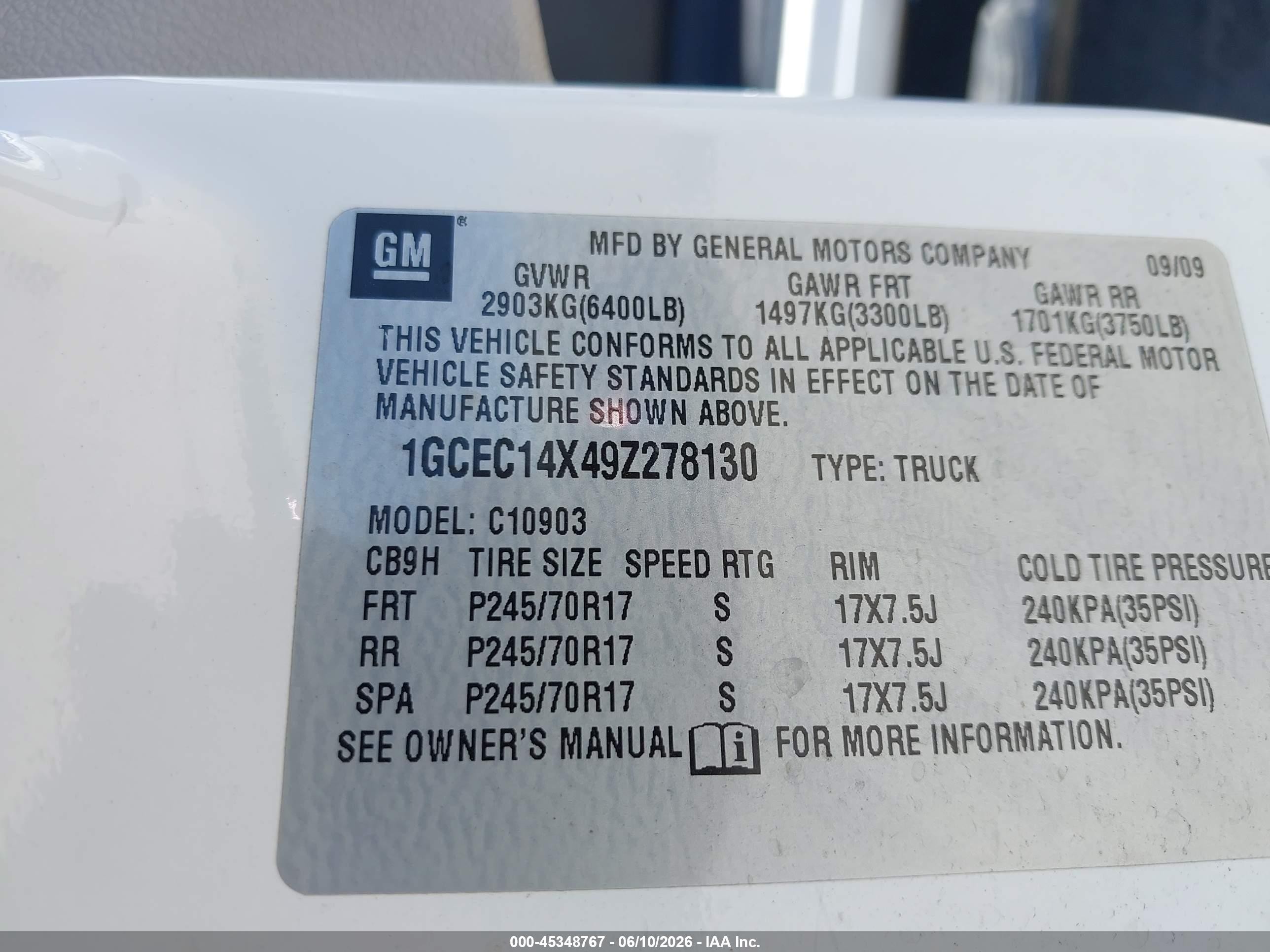 2009 Chevrolet Silverado 1500 Work Truck White vin: 1GCEC14X49Z278130