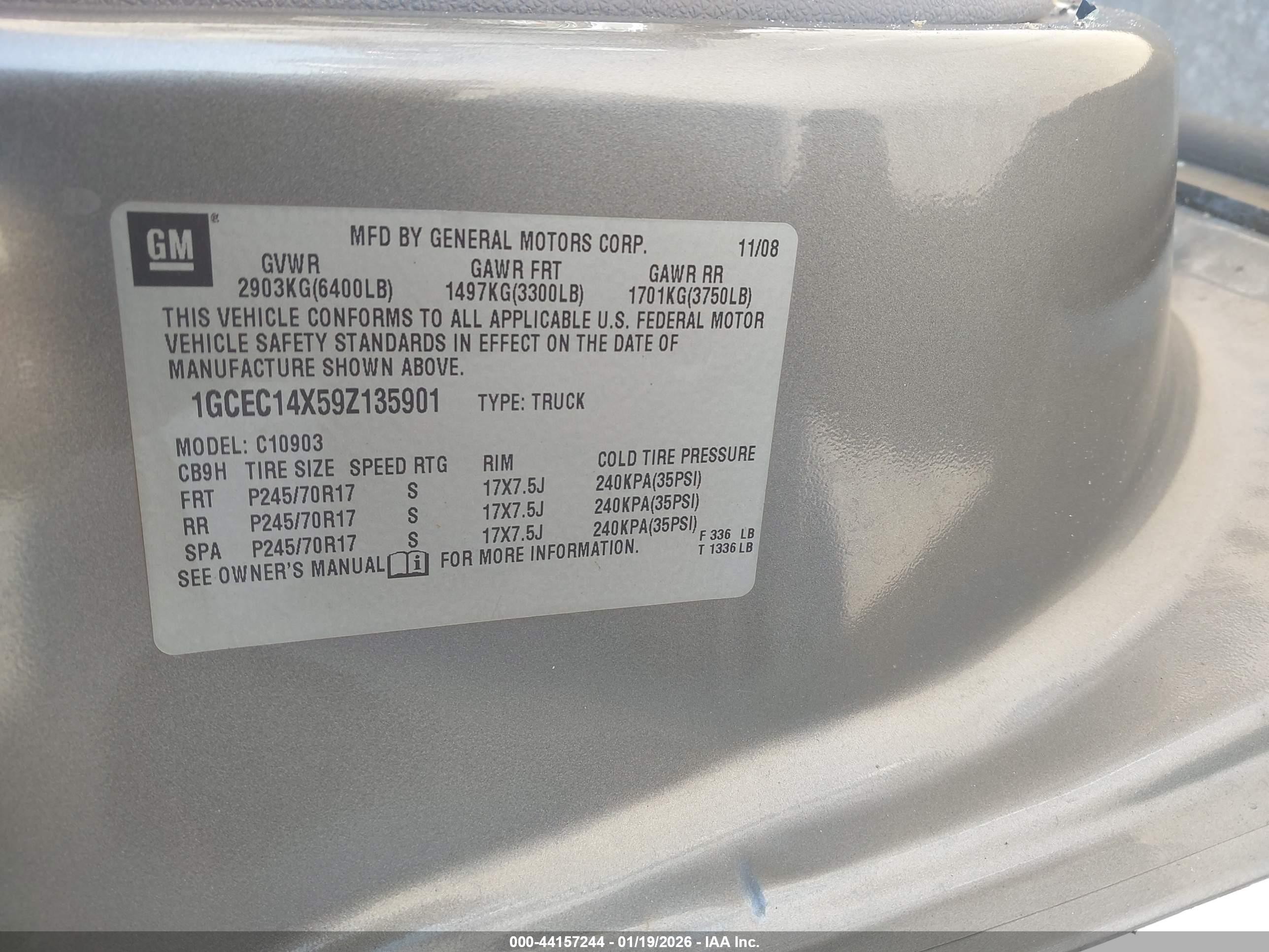 2009 Chevrolet Silverado 1500 Work Truck Gray vin: 1GCEC14X59Z135901