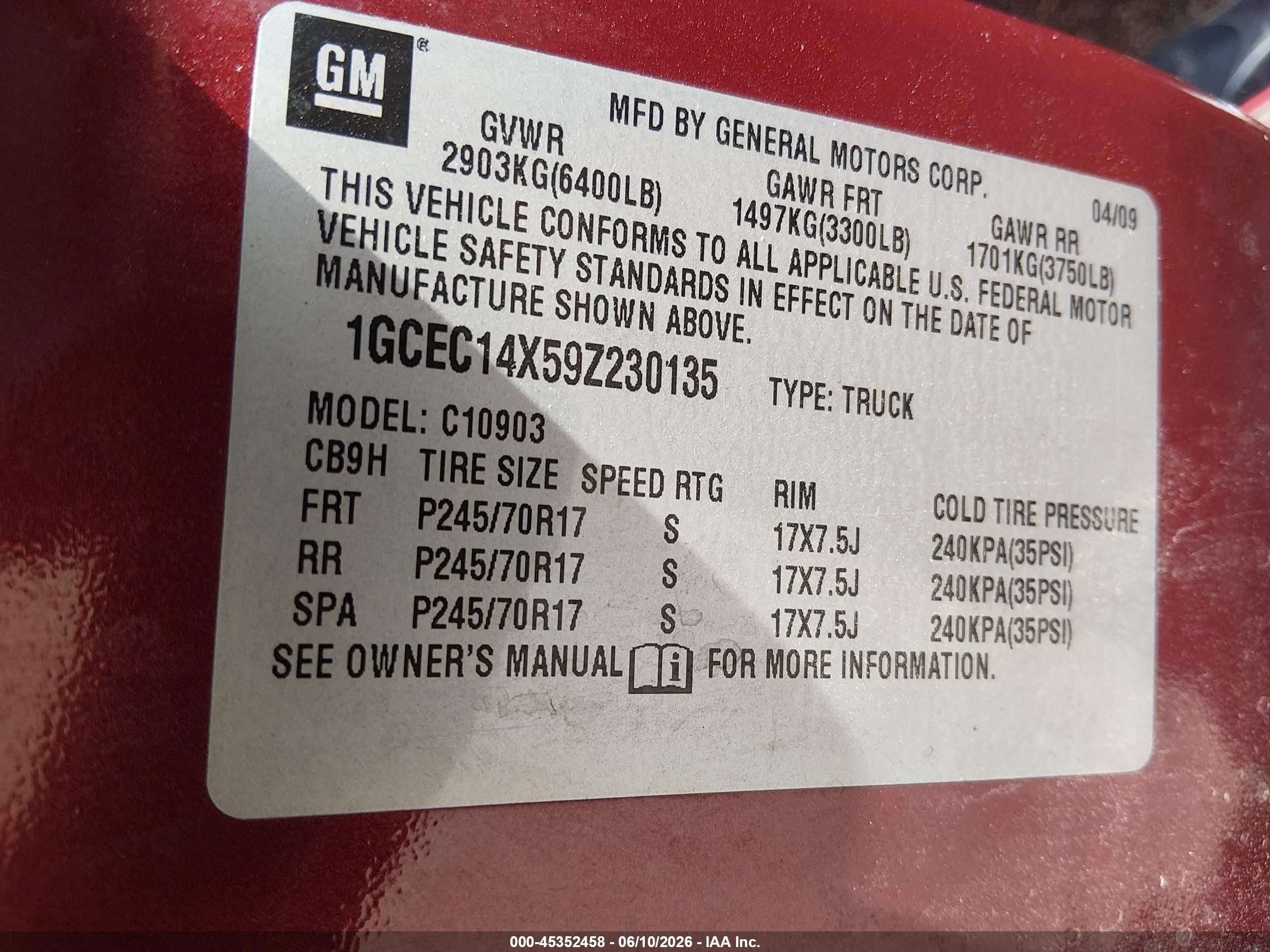 2009 Chevrolet Silverado 1500 Work Truck Red vin: 1GCEC14X59Z230135