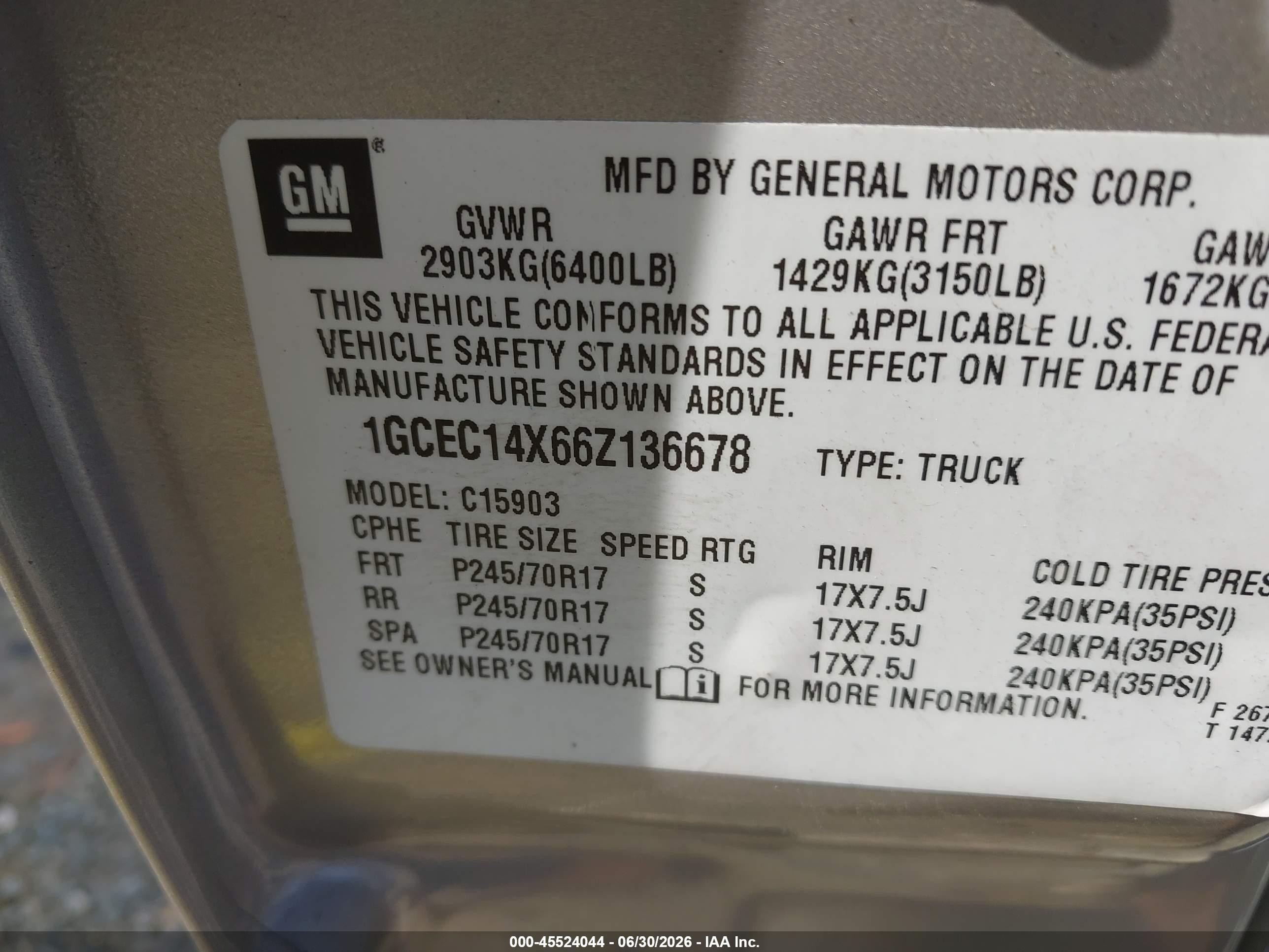2006 Chevrolet Silverado 1500 Ls Бежевый vin: 1GCEC14X66Z136678