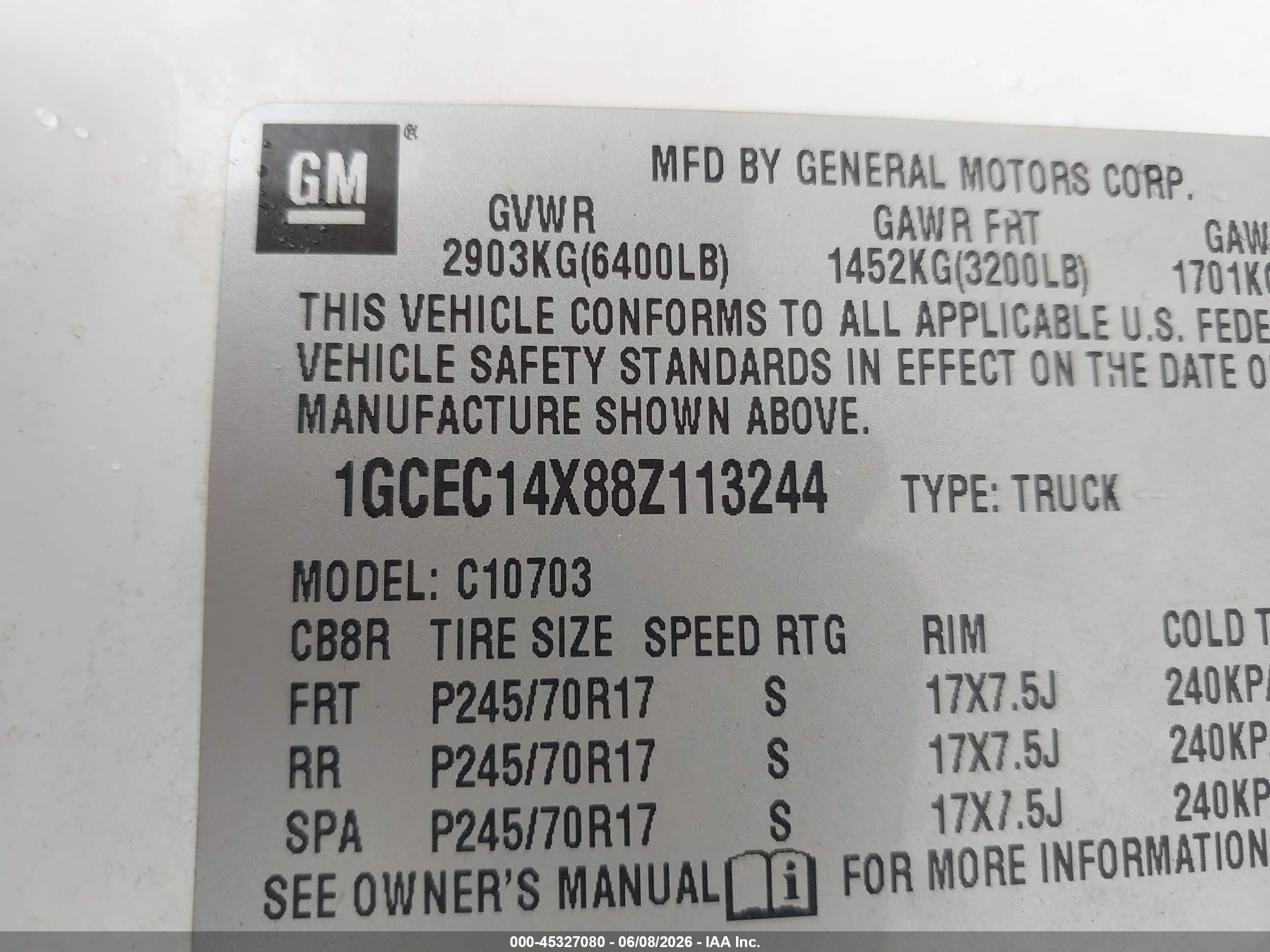 2008 Chevrolet Silverado 1500 Work Truck White vin: 1GCEC14X88Z113244