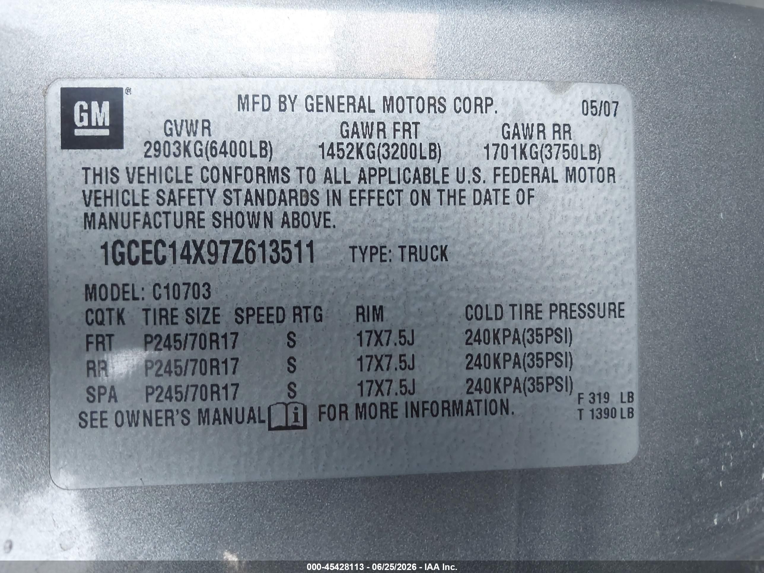 2007 Chevrolet Silverado 1500 Work Truck Gray vin: 1GCEC14X97Z613511