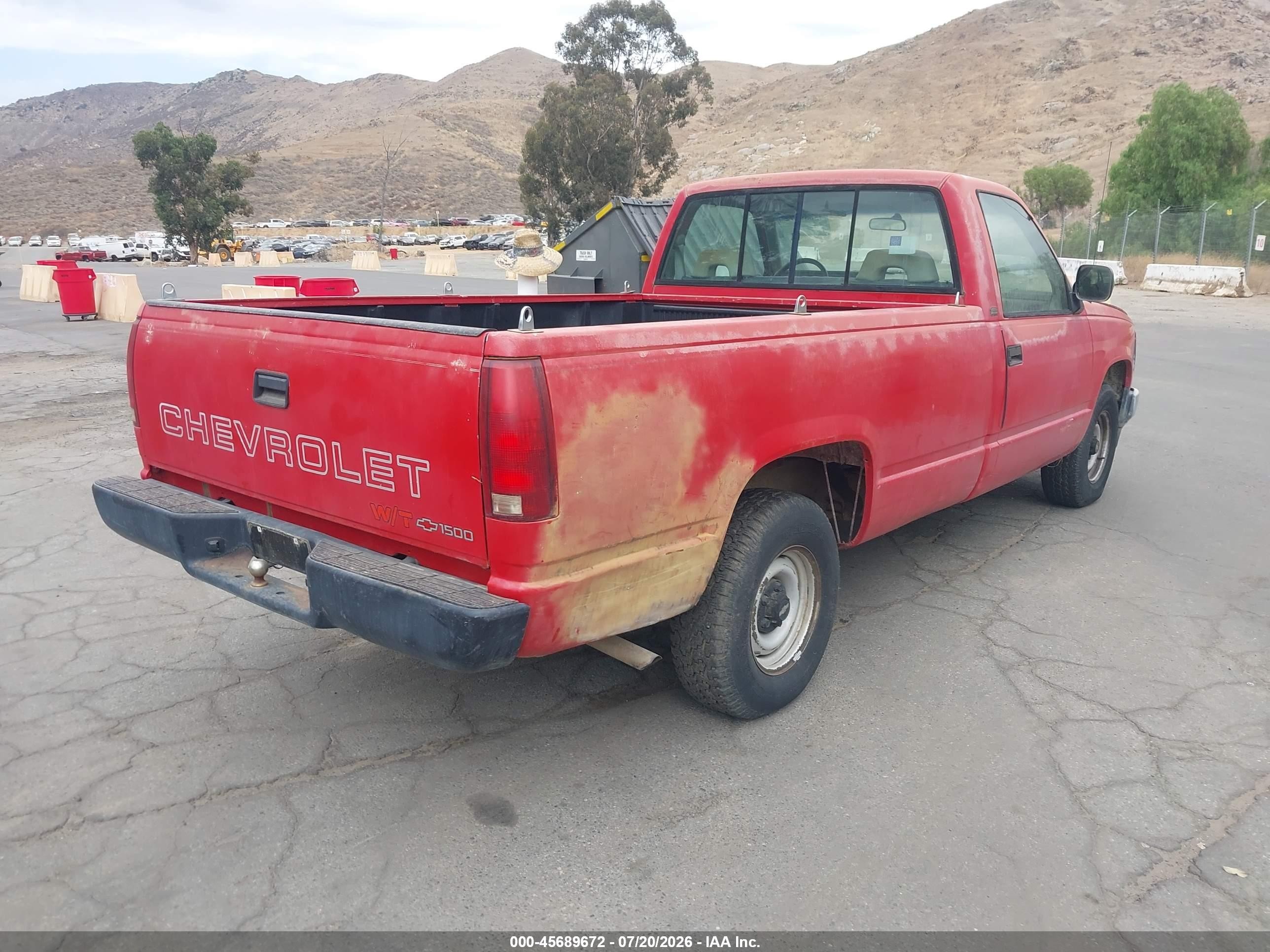 1993 Chevrolet Gmt-400 C1500 Red vin: 1GCEC14Z4PE210061