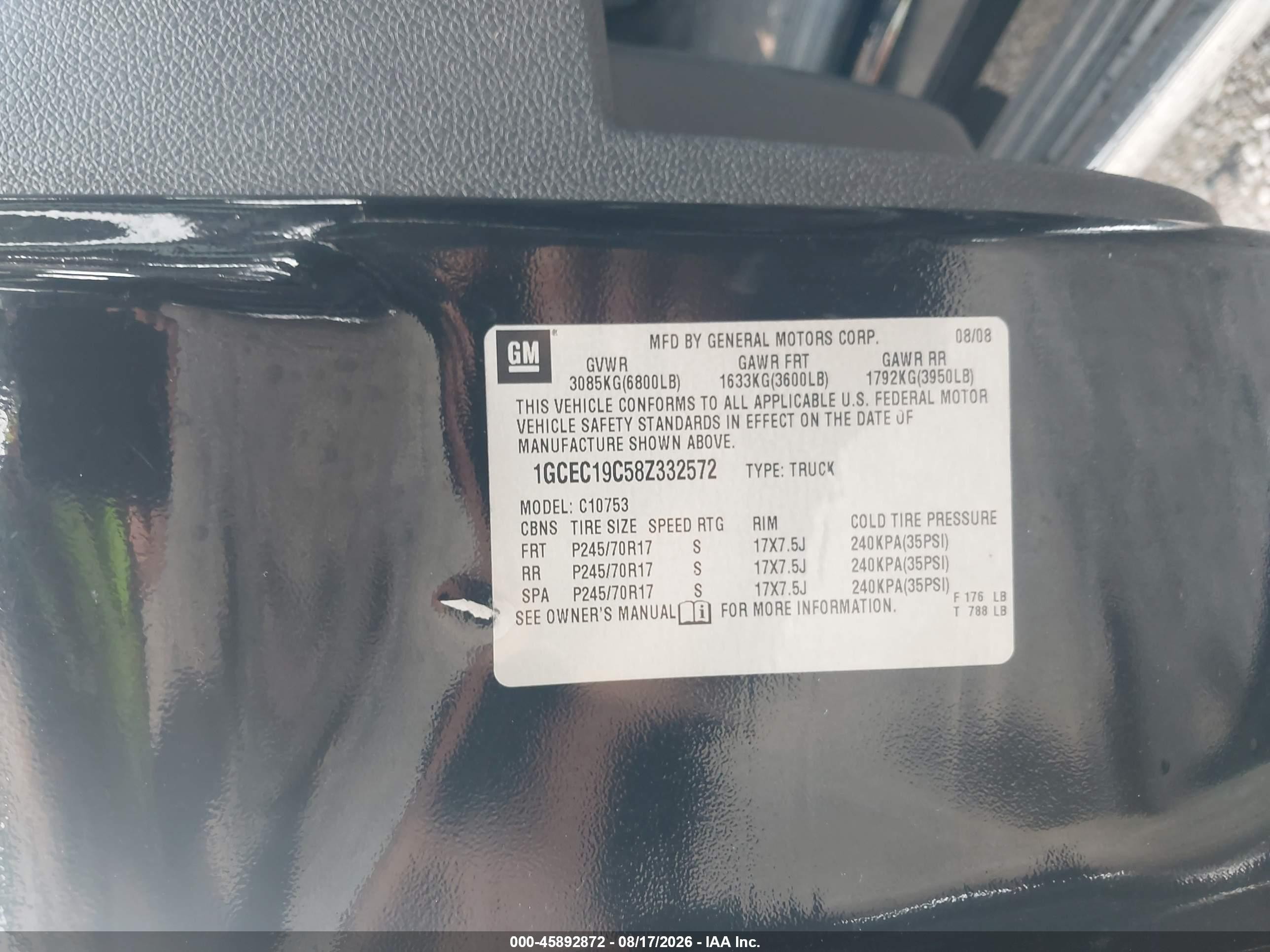 2008 Chevrolet Silverado 1500 Ls Черный vin: 1GCEC19C58Z332572