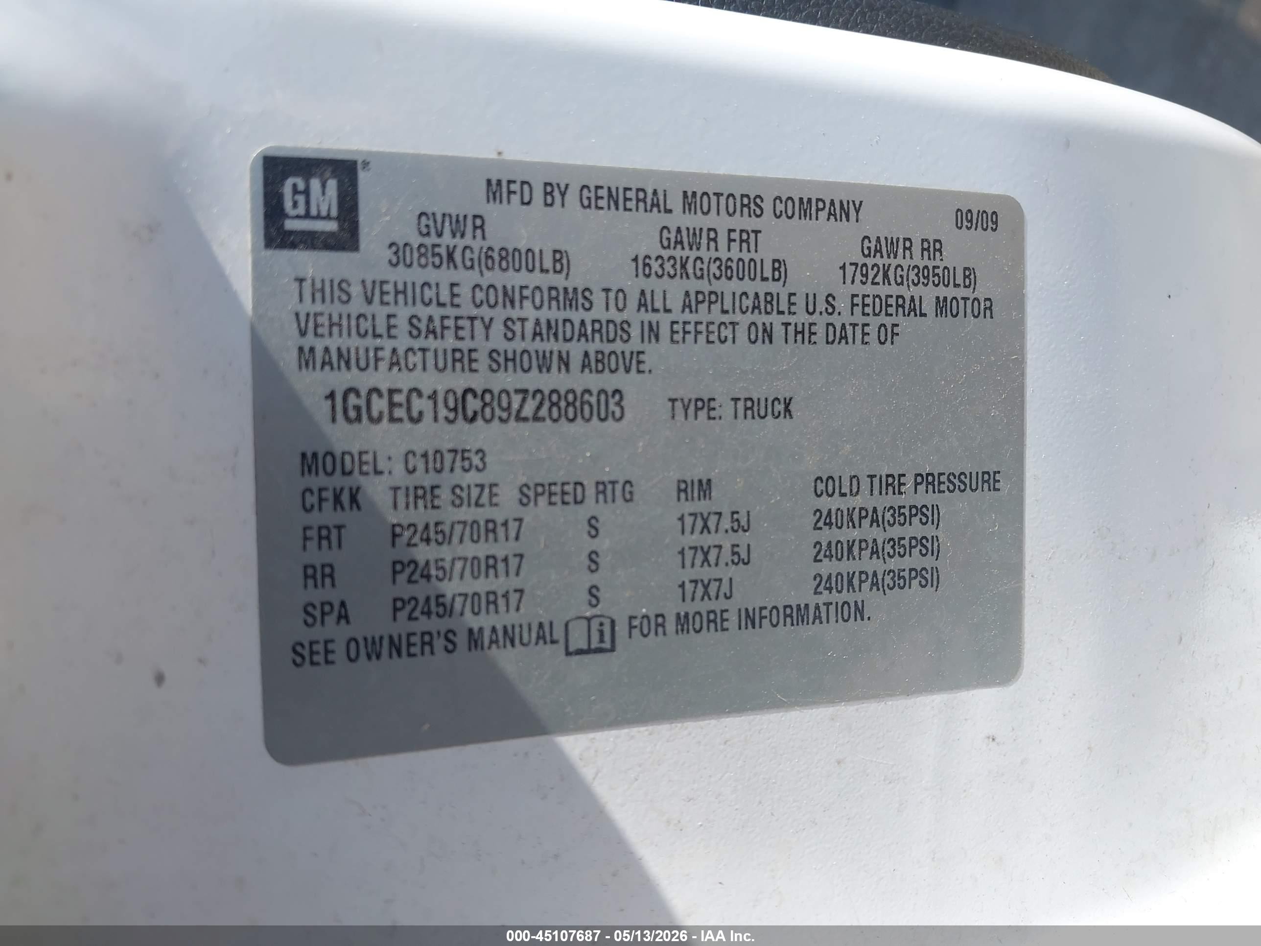 2009 Chevrolet Silverado 1500 Ls Белый vin: 1GCEC19C89Z288603