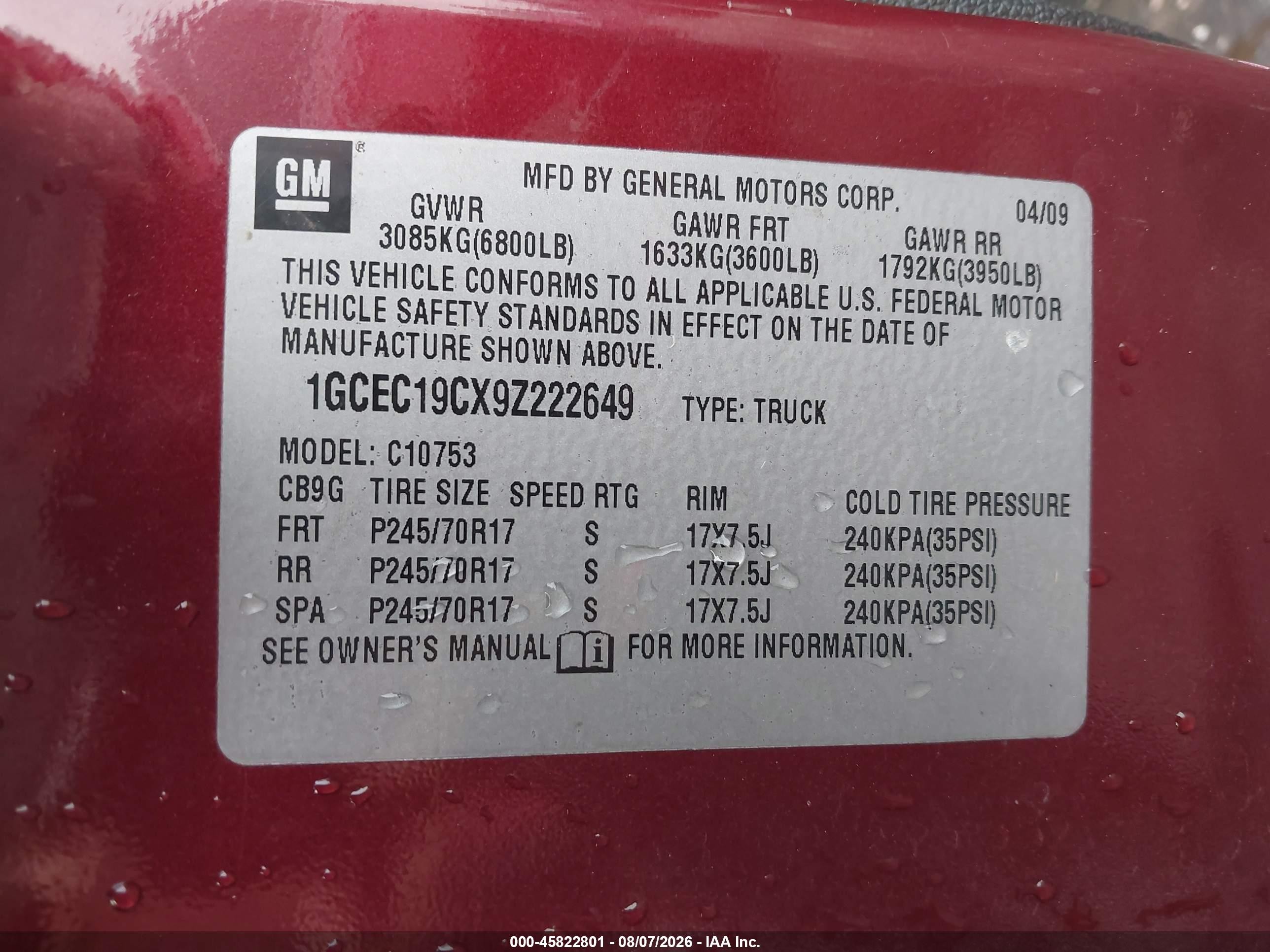2009 Chevrolet Silverado 1500 Ls Maroon vin: 1GCEC19CX9Z222649