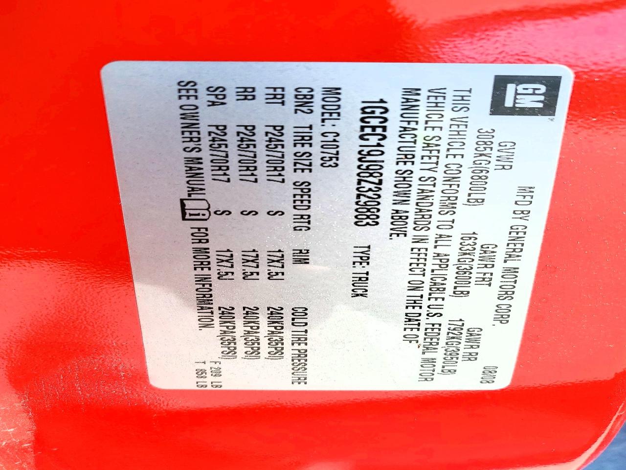 2008 Chevrolet Silverado C1500 Red vin: 1GCEC19J98Z329883
