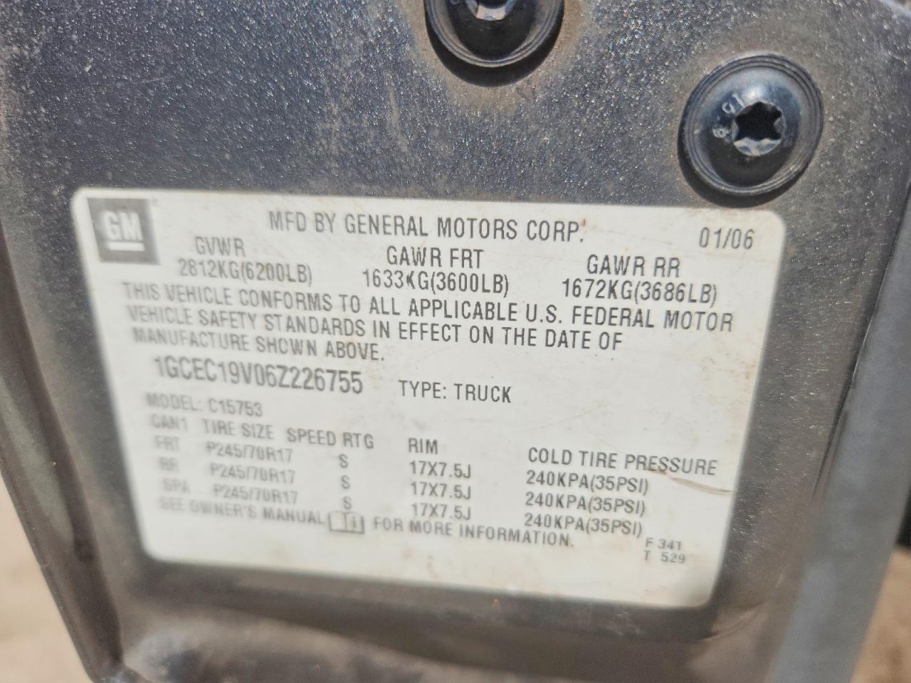 2006 Chevrolet Silverado C1500 Gray vin: 1GCEC19V06Z226755