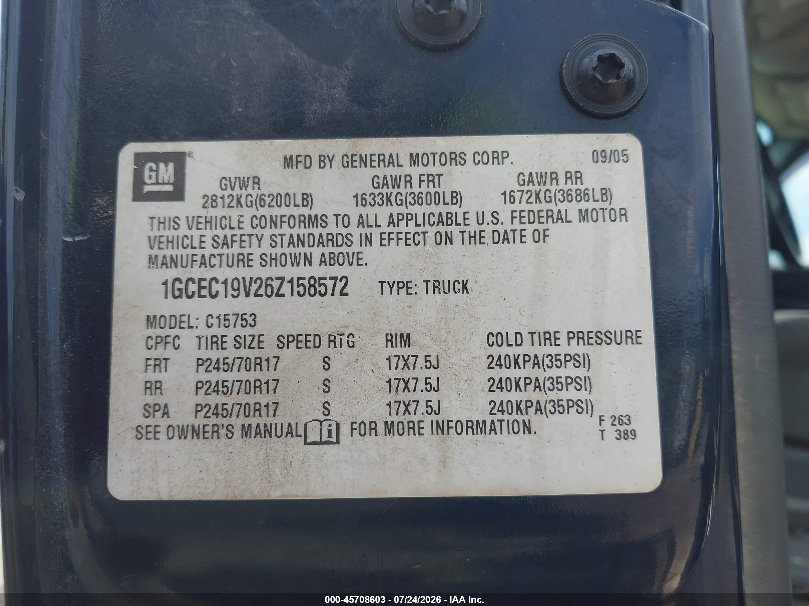 2006 Chevrolet Silverado 1500 Lt1 Dark Blue vin: 1GCEC19V26Z158572