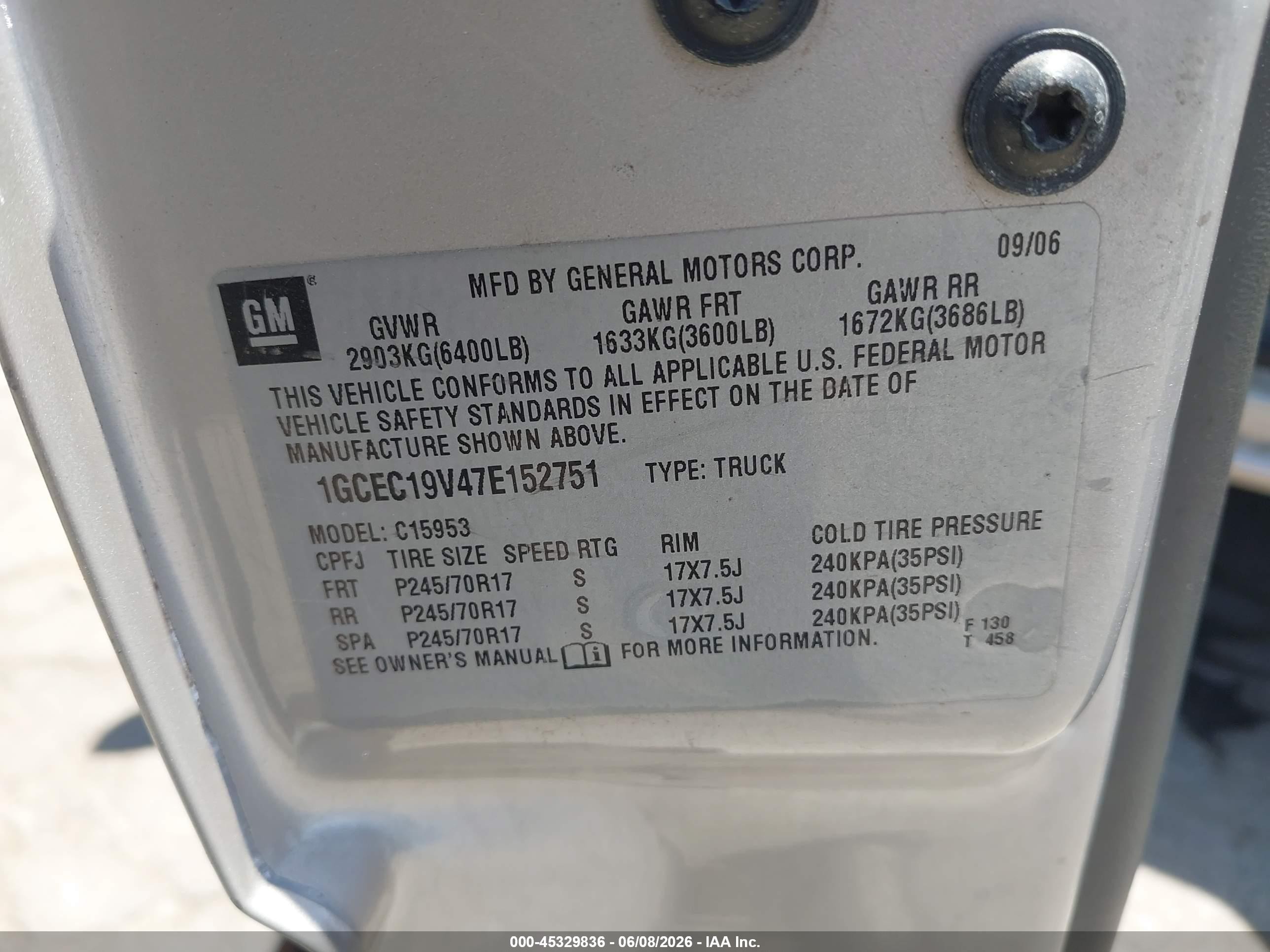 2007 Chevrolet Silverado 1500 Classic Lt1 Silver vin: 1GCEC19V47E152751