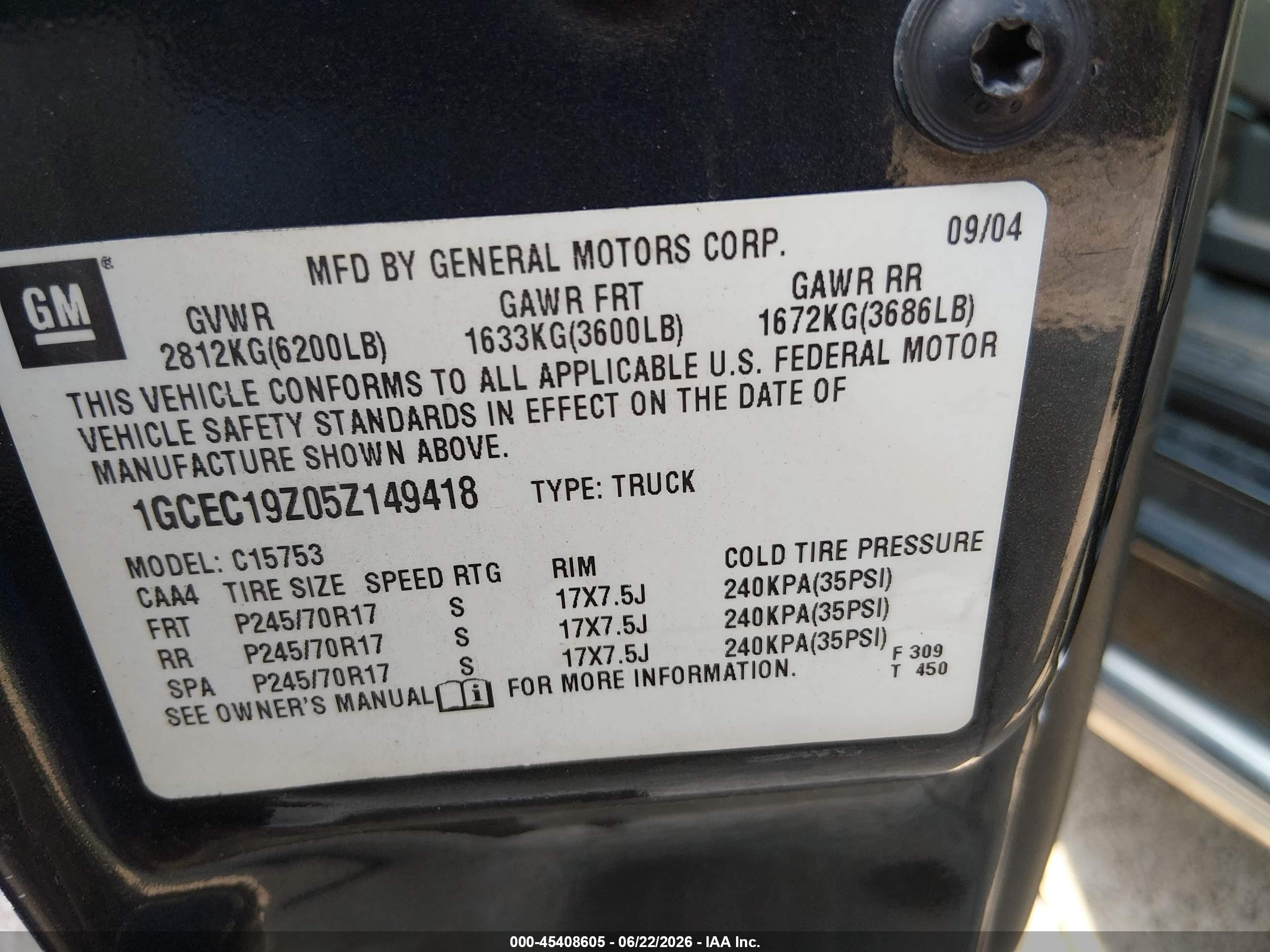2005 Chevrolet Silverado 1500 Ls Blue vin: 1GCEC19Z05Z149418