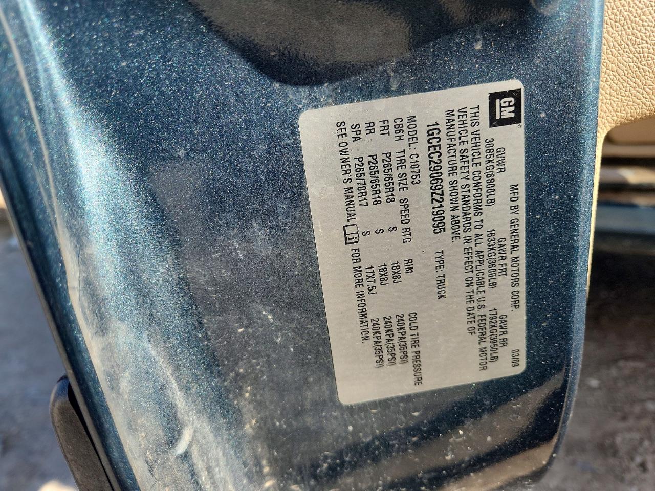2009 Chevrolet Silverado C1500 Lt Blue vin: 1GCEC29069Z219095