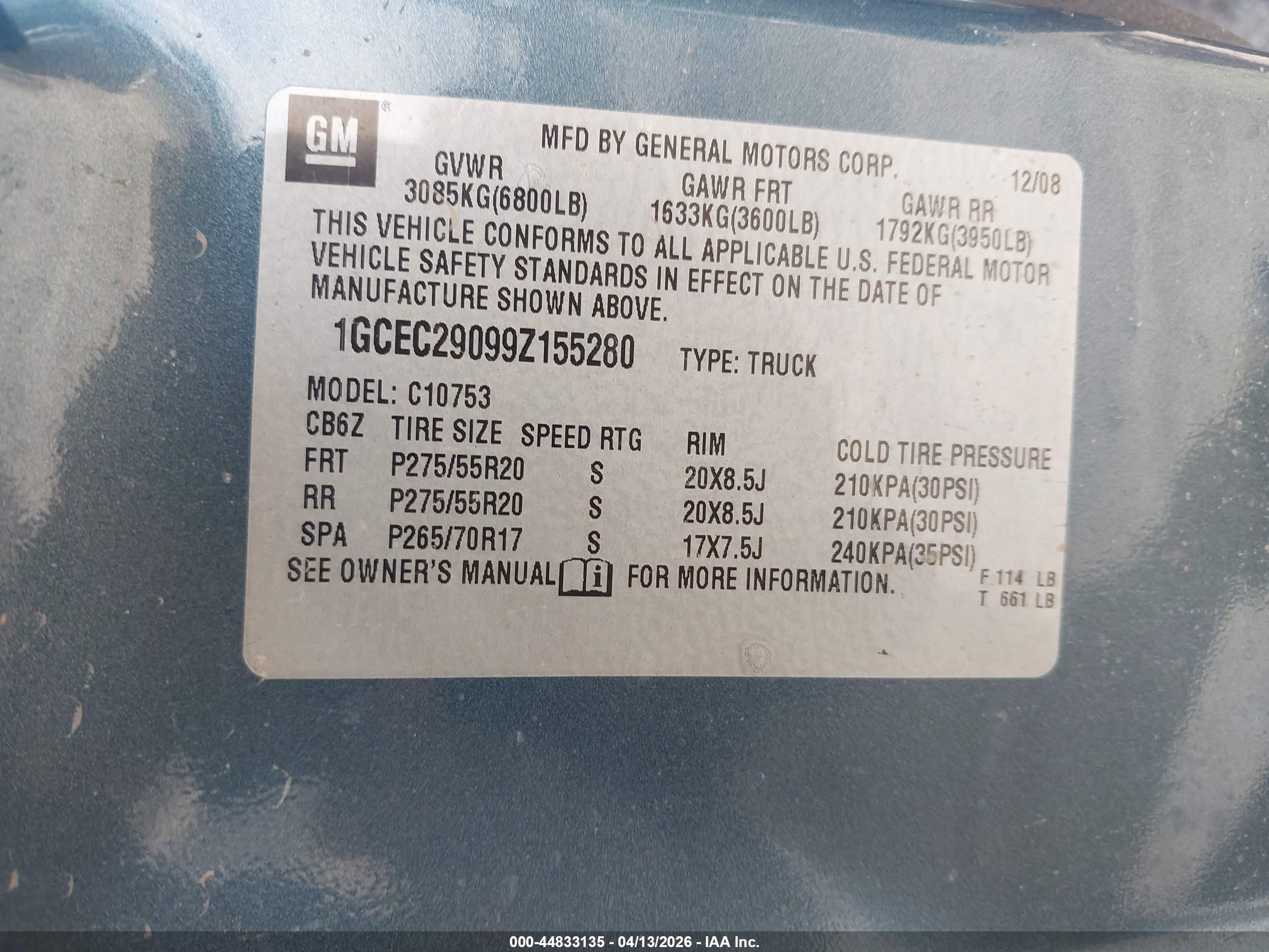 2009 Chevrolet Silverado 1500 Lt Tan vin: 1GCEC29099Z155280