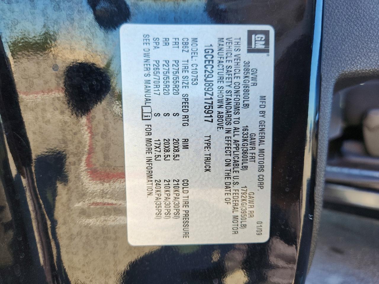 2009 Chevrolet Silverado C1500 Lt Black vin: 1GCEC29J89Z175917