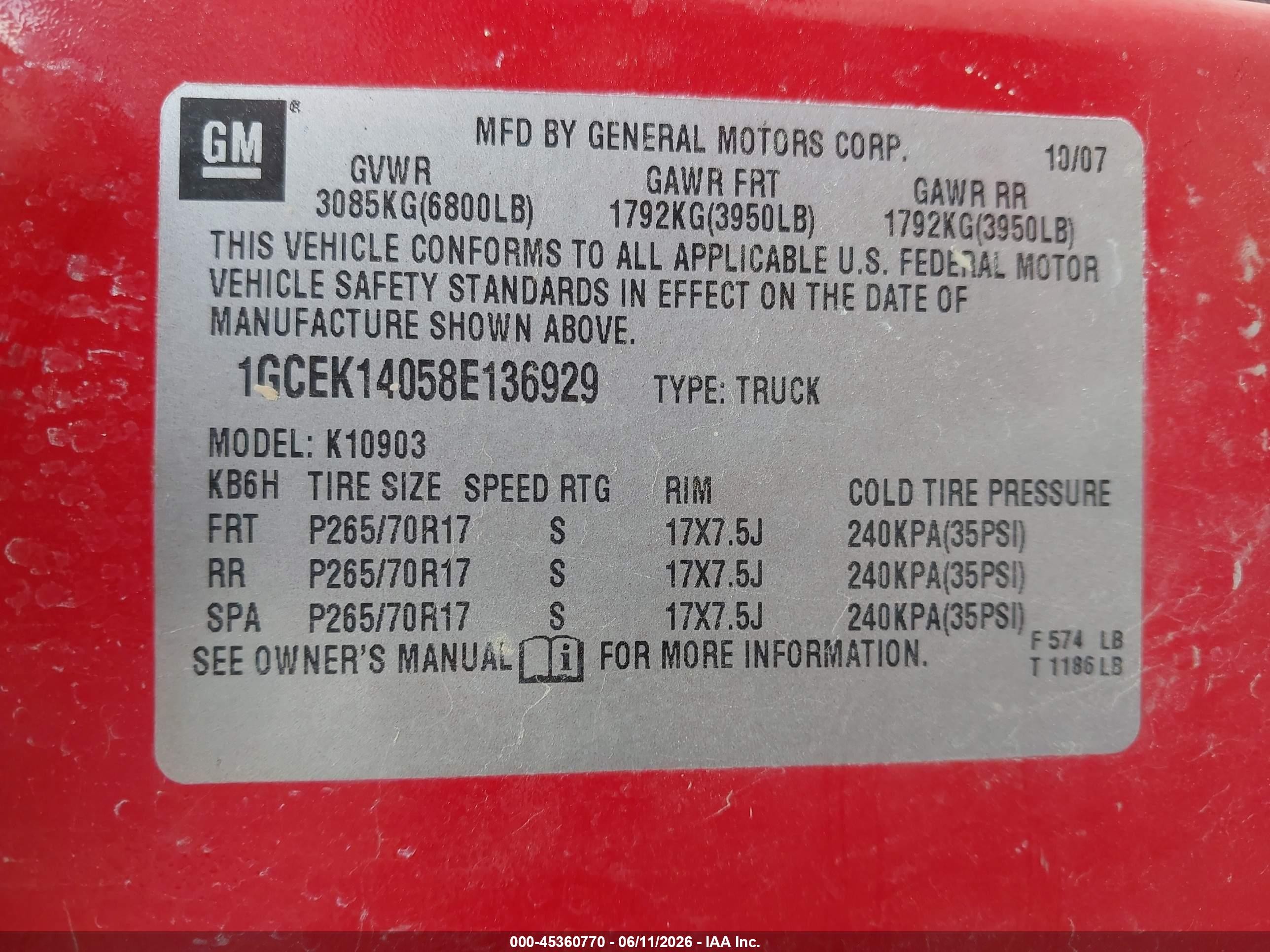 2008 Chevrolet Silverado 1500 Lt1 Красный vin: 1GCEK14058E136929