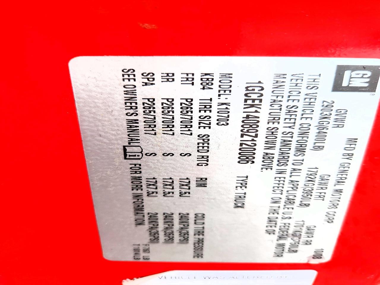 2009 Chevrolet Silverado K1500 Red vin: 1GCEK14089Z120086