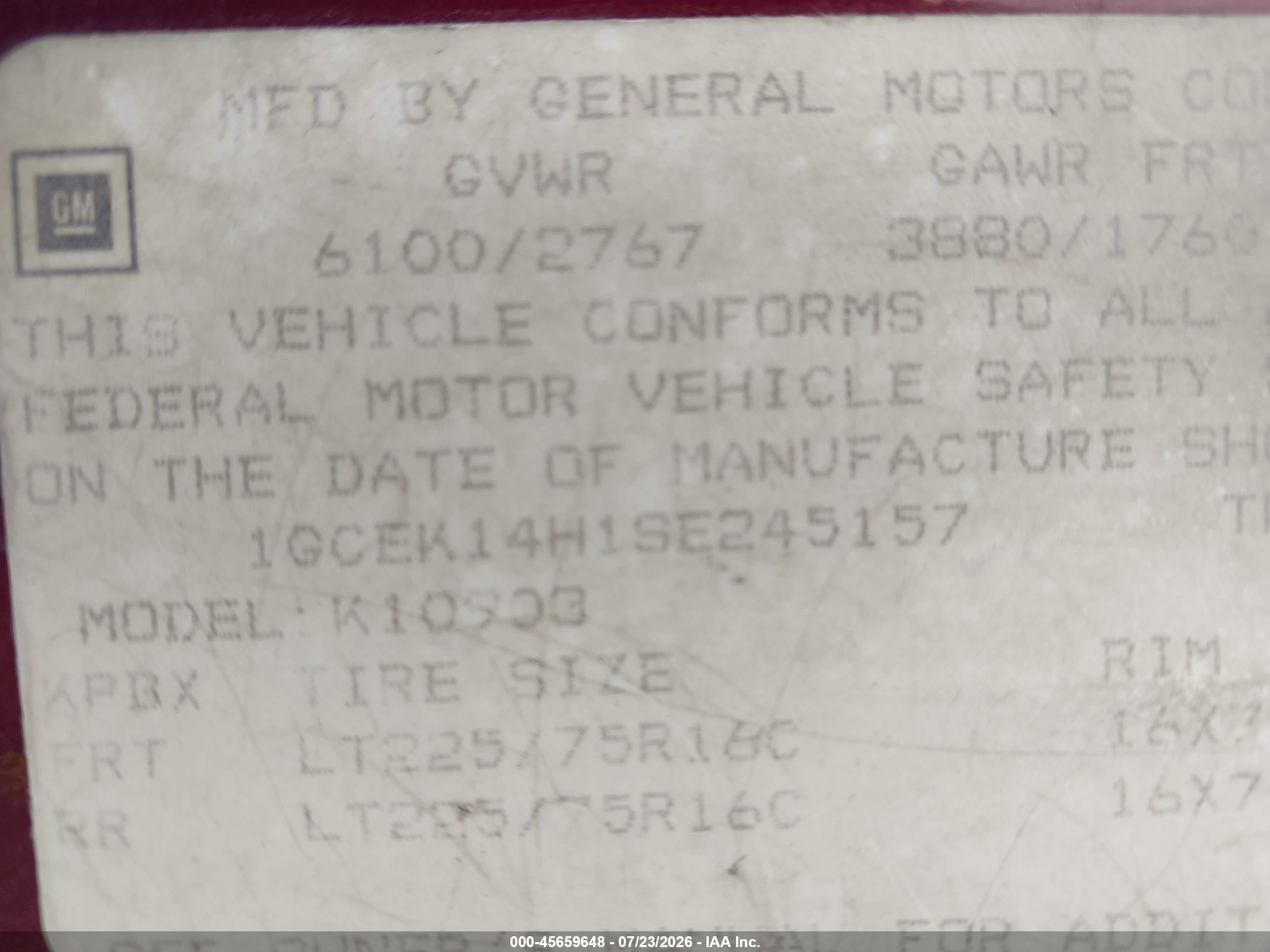 1995 Chevrolet Gmt-400 K1500 Maroon vin: 1GCEK14H1SE245157
