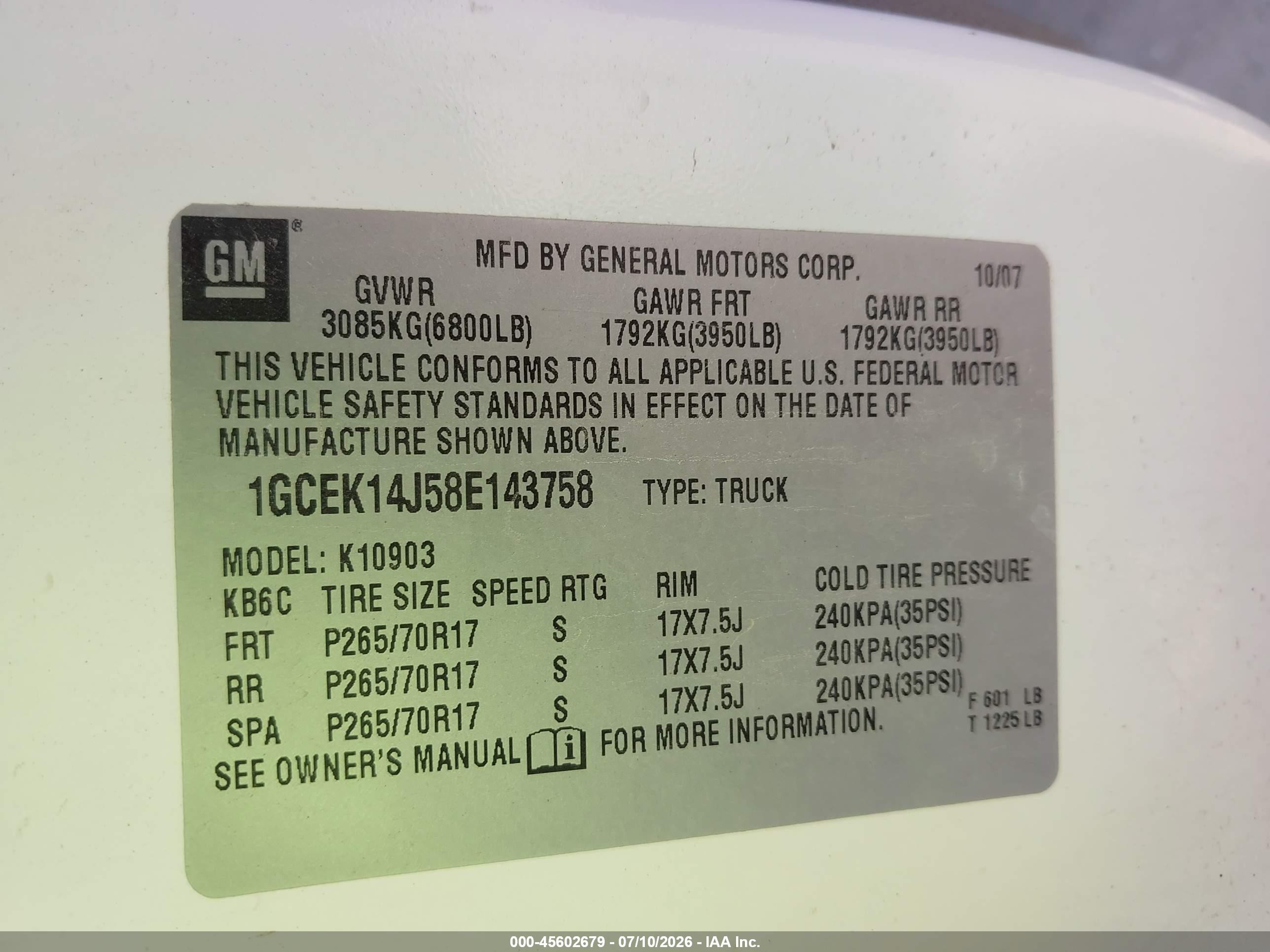 2008 Chevrolet Silverado 1500 Work Truck White vin: 1GCEK14J58E143758