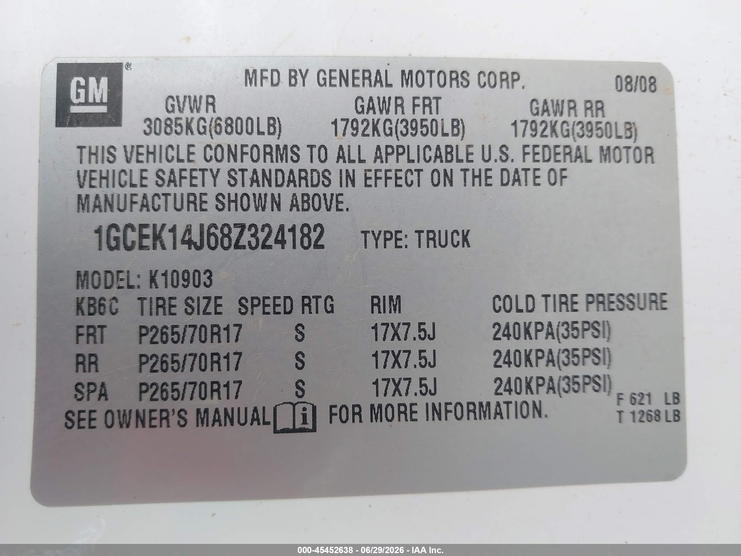 2008 Chevrolet Silverado 1500 Work Truck White vin: 1GCEK14J68Z324182