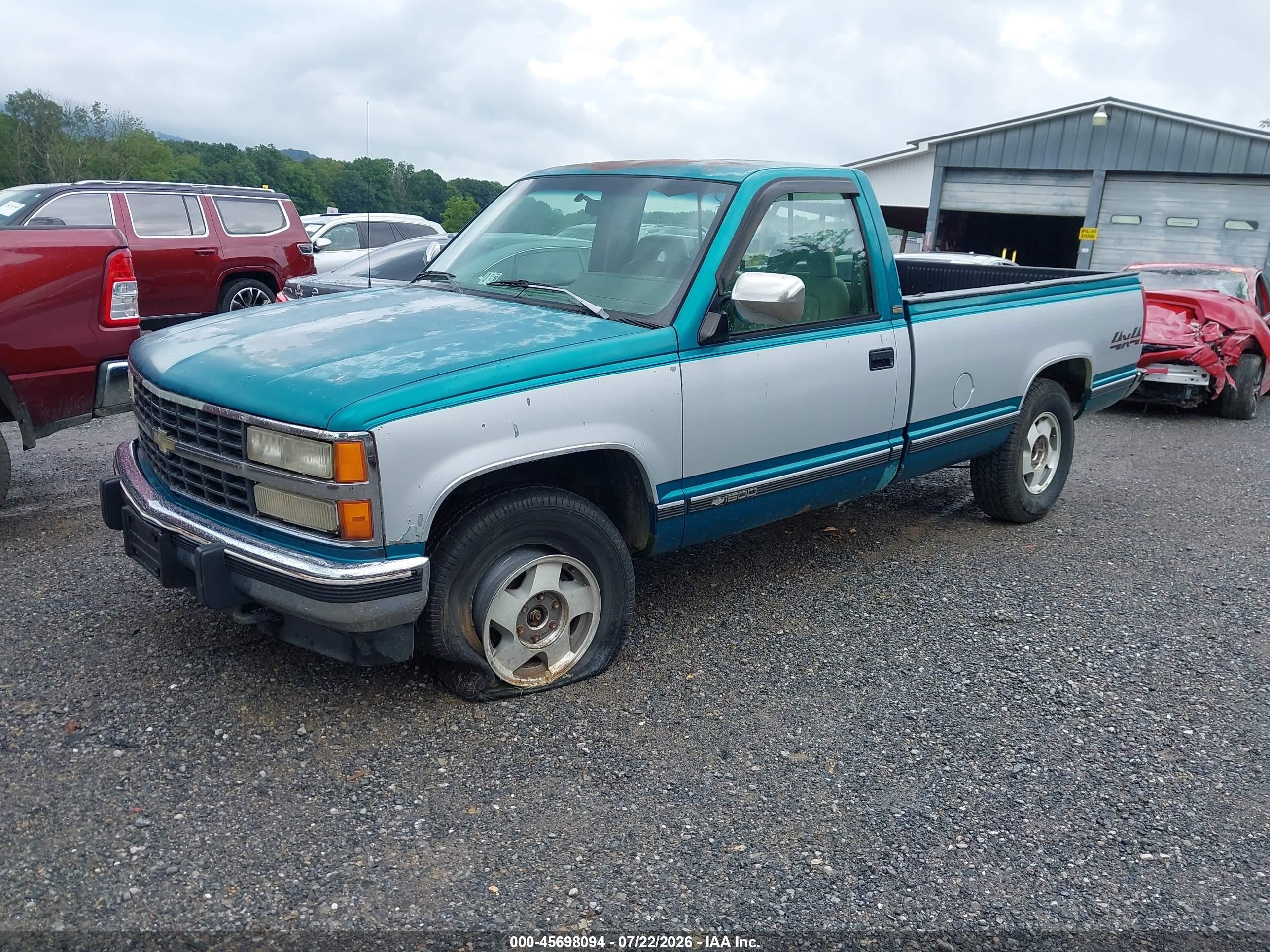1993 Chevrolet Gmt-400 K1500 Green vin: 1GCEK14K3PE210512