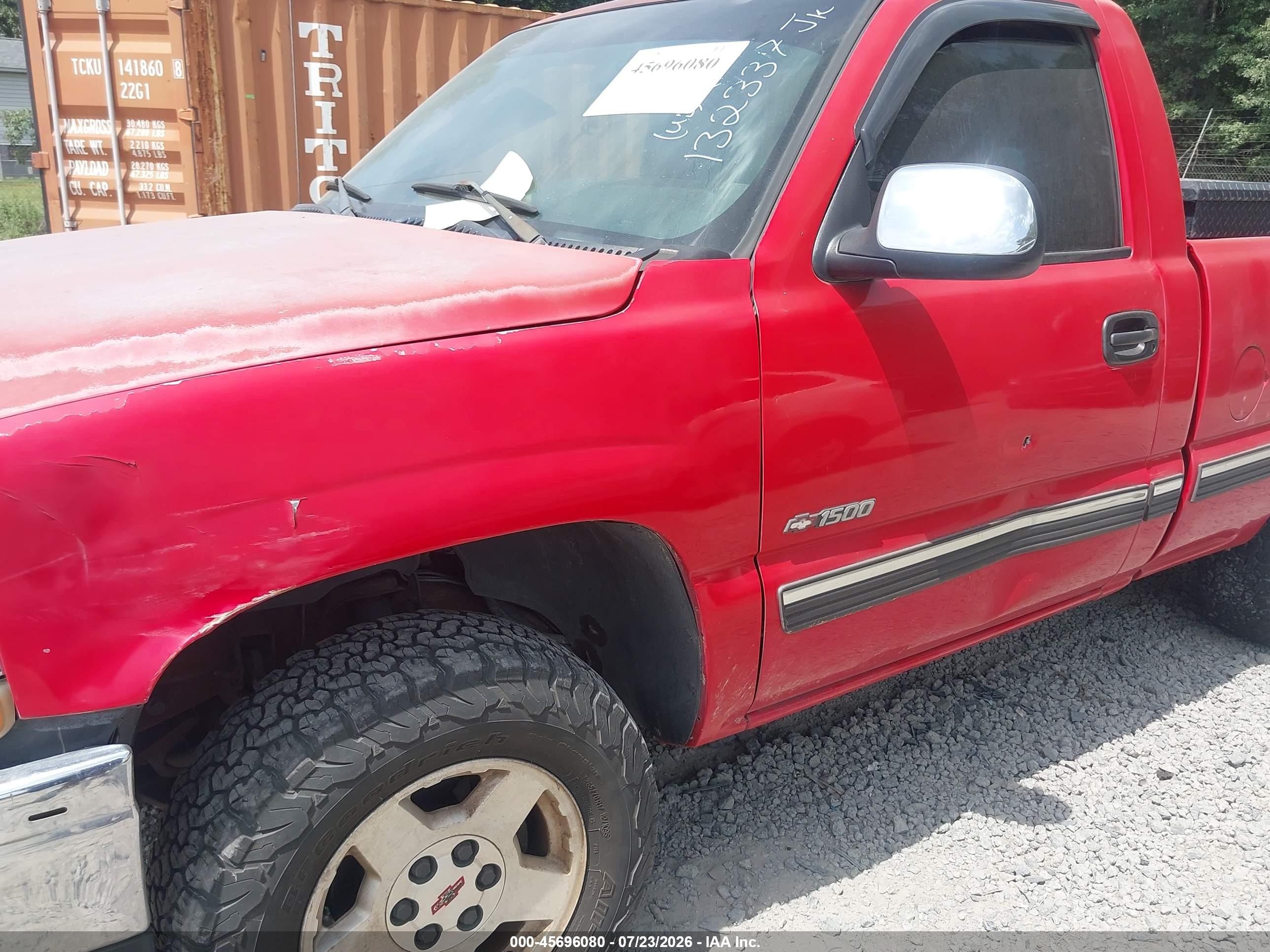 2001 Chevrolet Silverado 1500 Ls Red vin: 1GCEK14T31Z132337