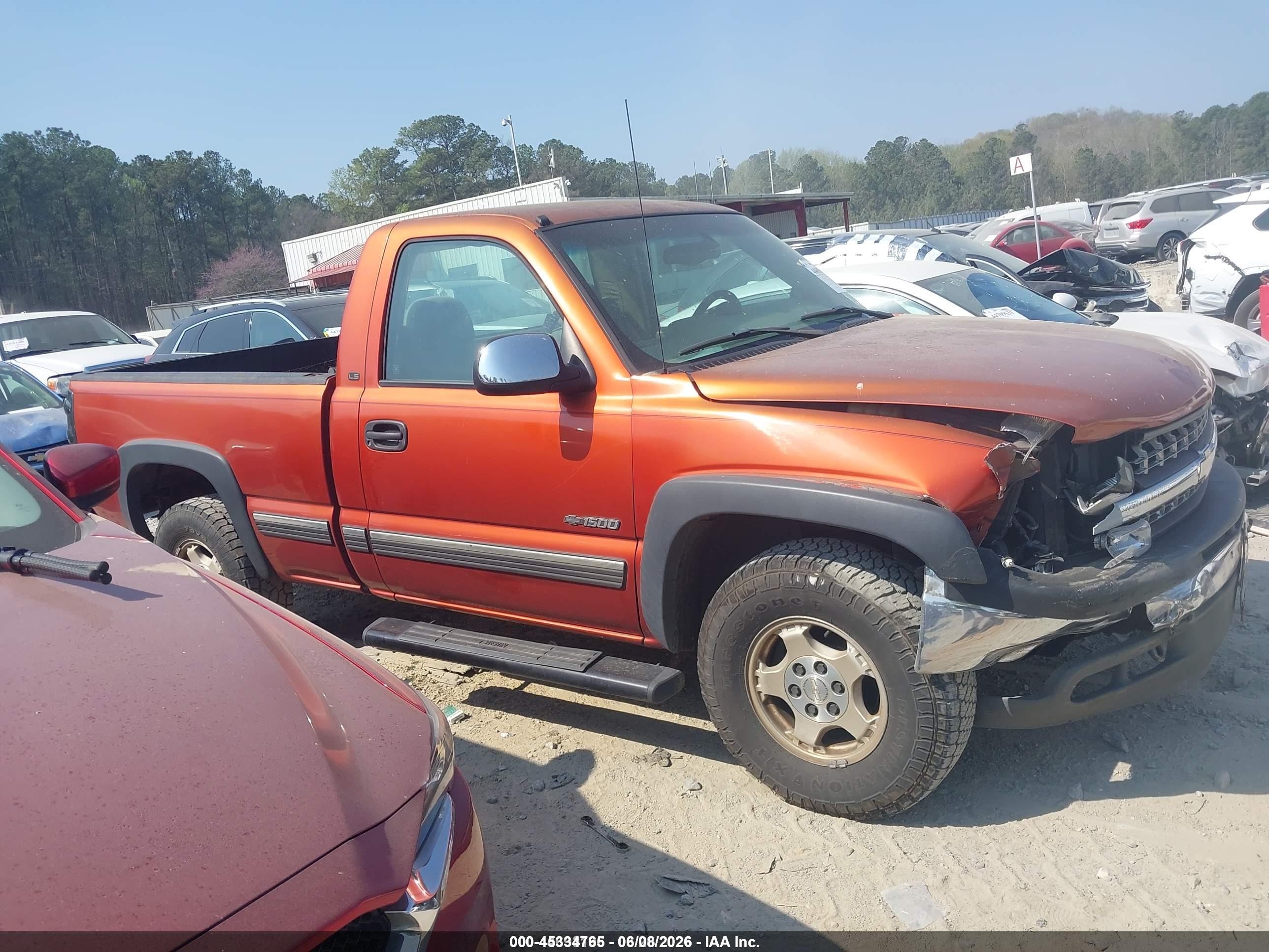 2001 Chevrolet Silverado 1500 Ls Orange vin: 1GCEK14T61Z288047