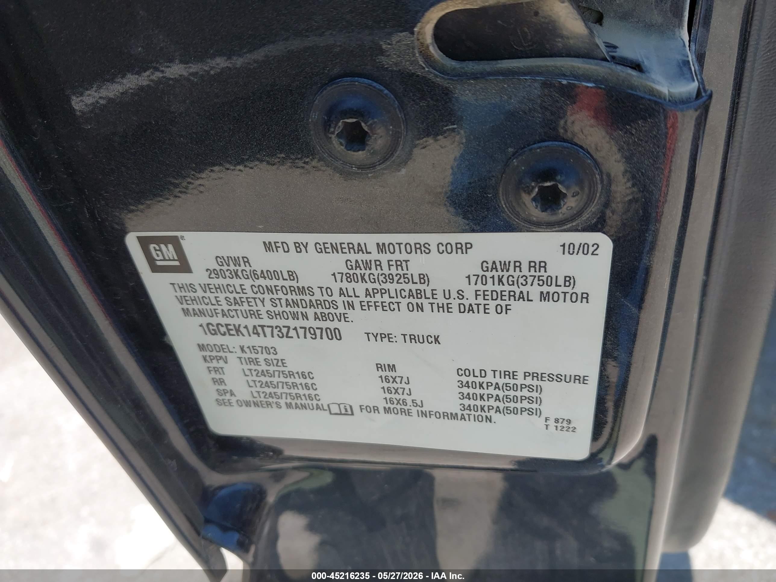 2003 Chevrolet Silverado 1500 Ls Gray vin: 1GCEK14T73Z179700