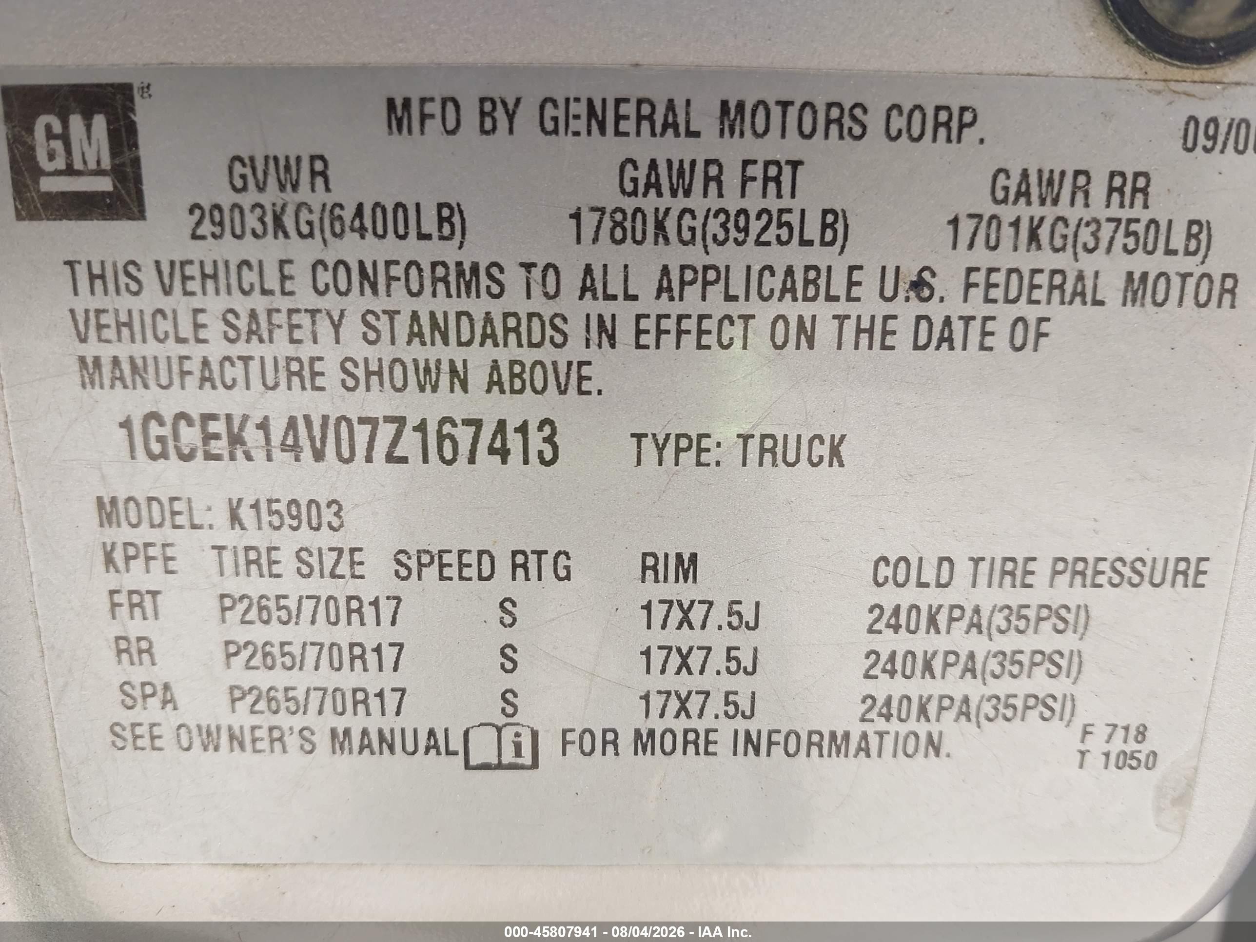 2007 Chevrolet Silverado 1500 Classic Work Truck Silver vin: 1GCEK14V07Z167413