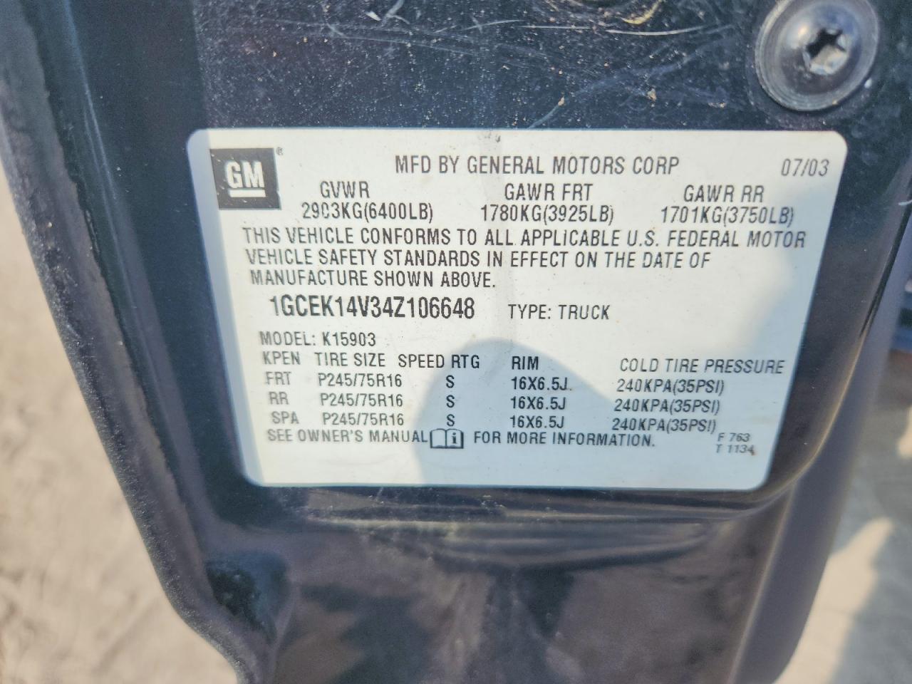 2004 Chevrolet Silverado K1500 Black vin: 1GCEK14V34Z106648