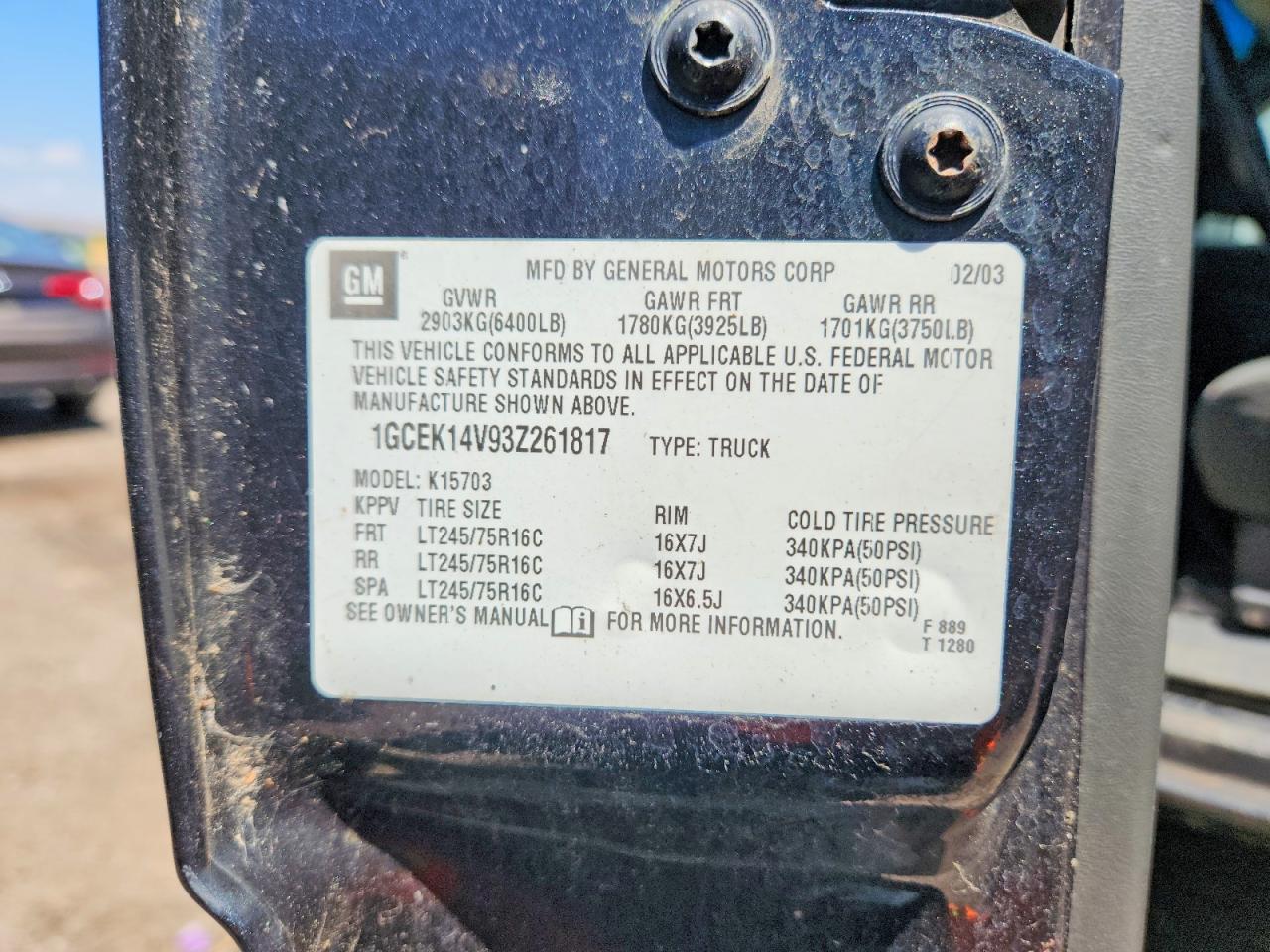 2003 Chevrolet Silverado K1500 Charcoal vin: 1GCEK14V93Z261817