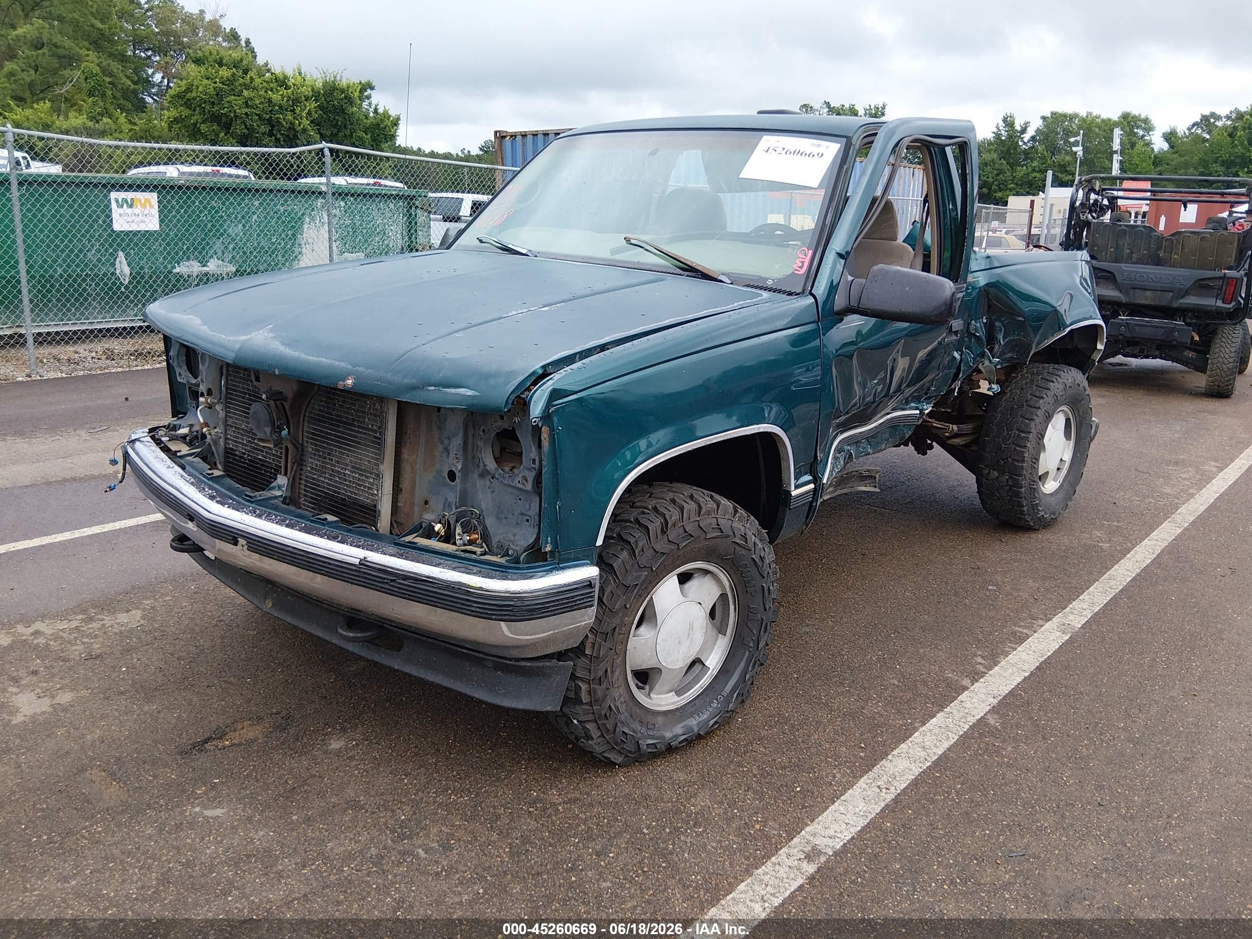 1998 Chevrolet K1500 Fleetside Green vin: 1GCEK14W6WZ180416