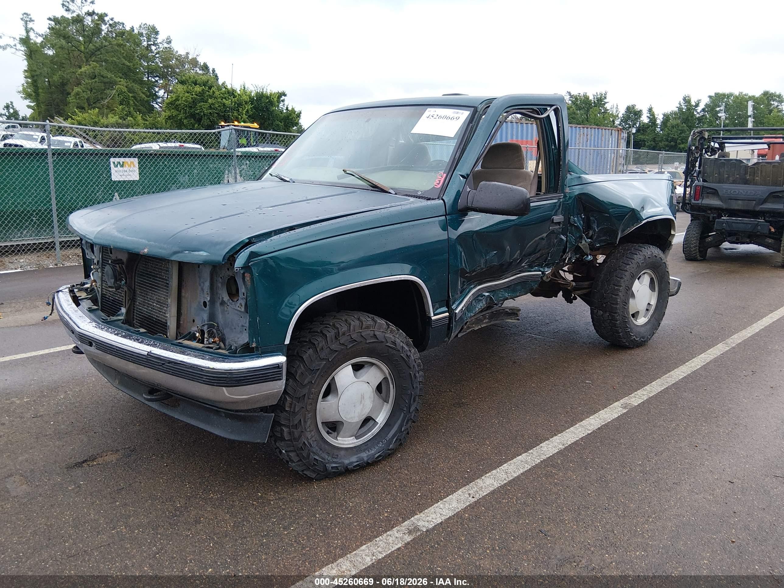 1998 Chevrolet K1500 Fleetside Green vin: 1GCEK14W6WZ180416