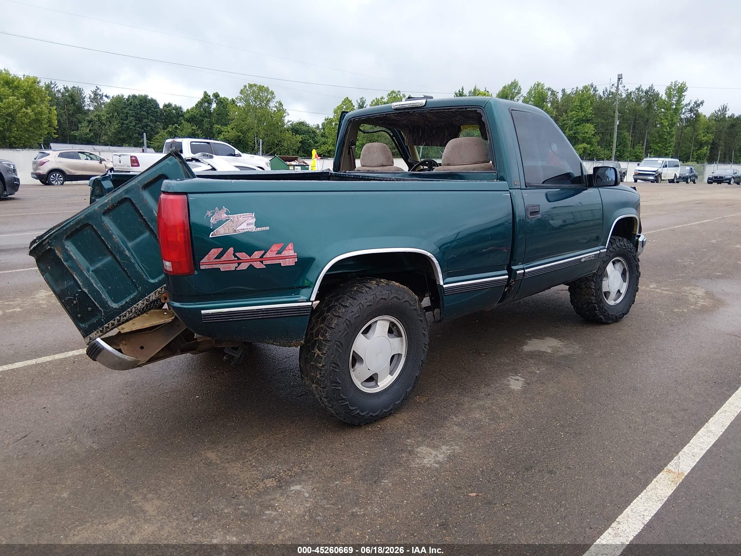 1998 Chevrolet K1500 Fleetside Green vin: 1GCEK14W6WZ180416